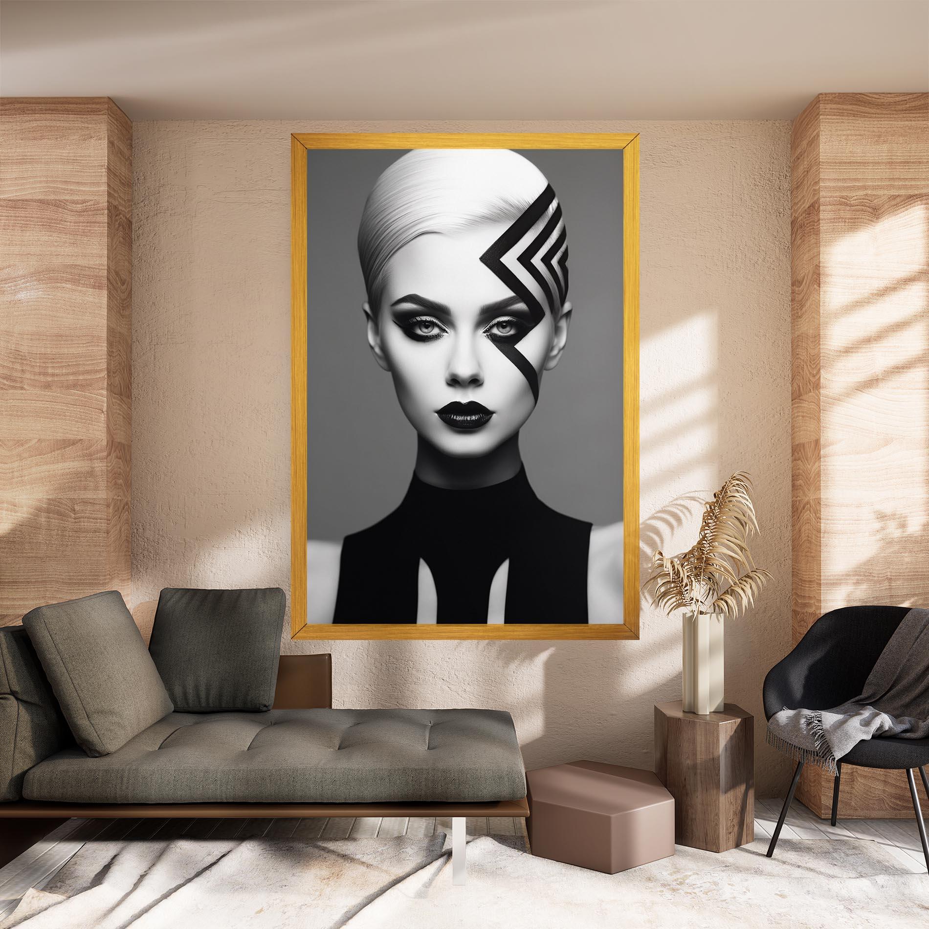 Vászonkép Black Lines On Face mockup 8