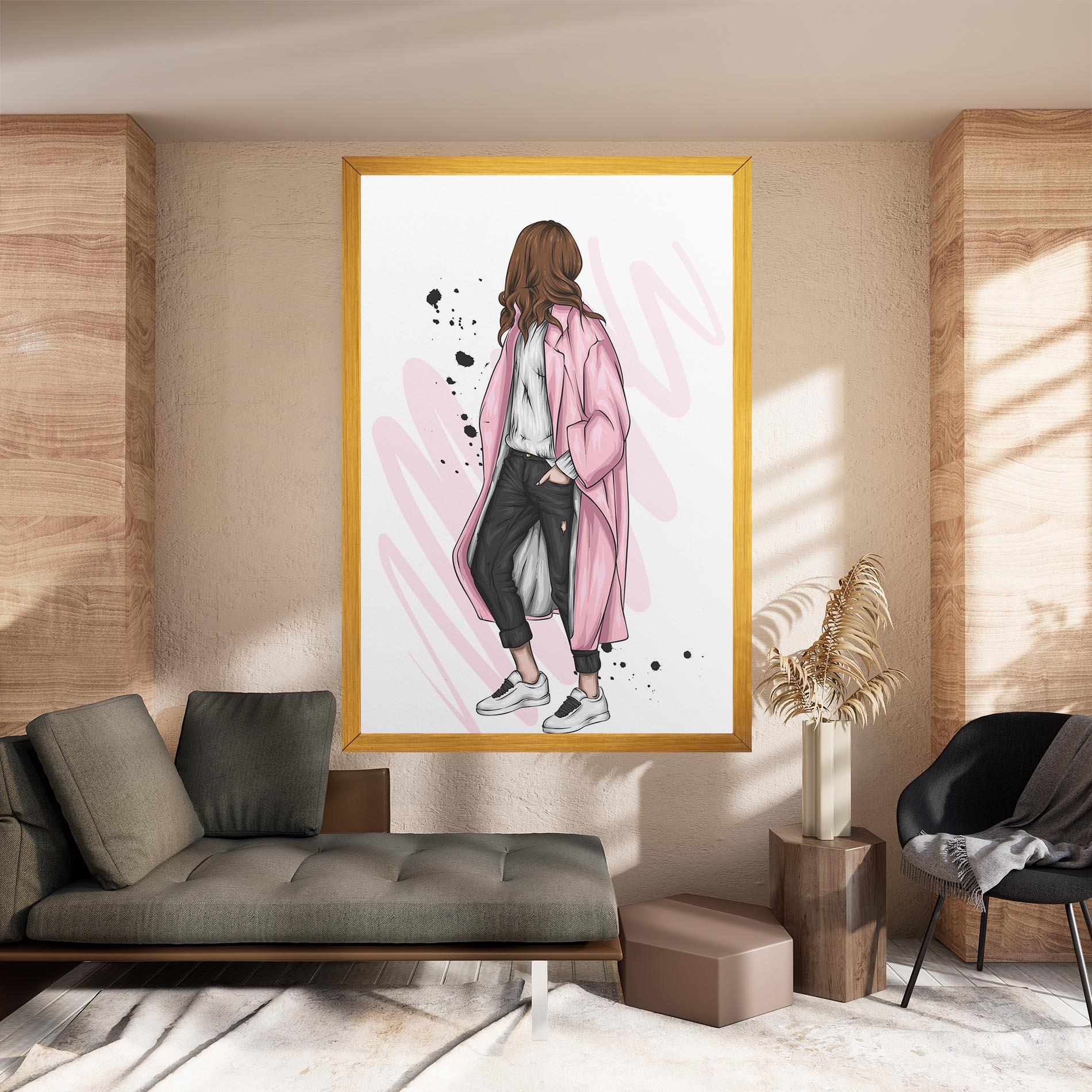 Vászonkép Pink Coat Woman mockup 8
