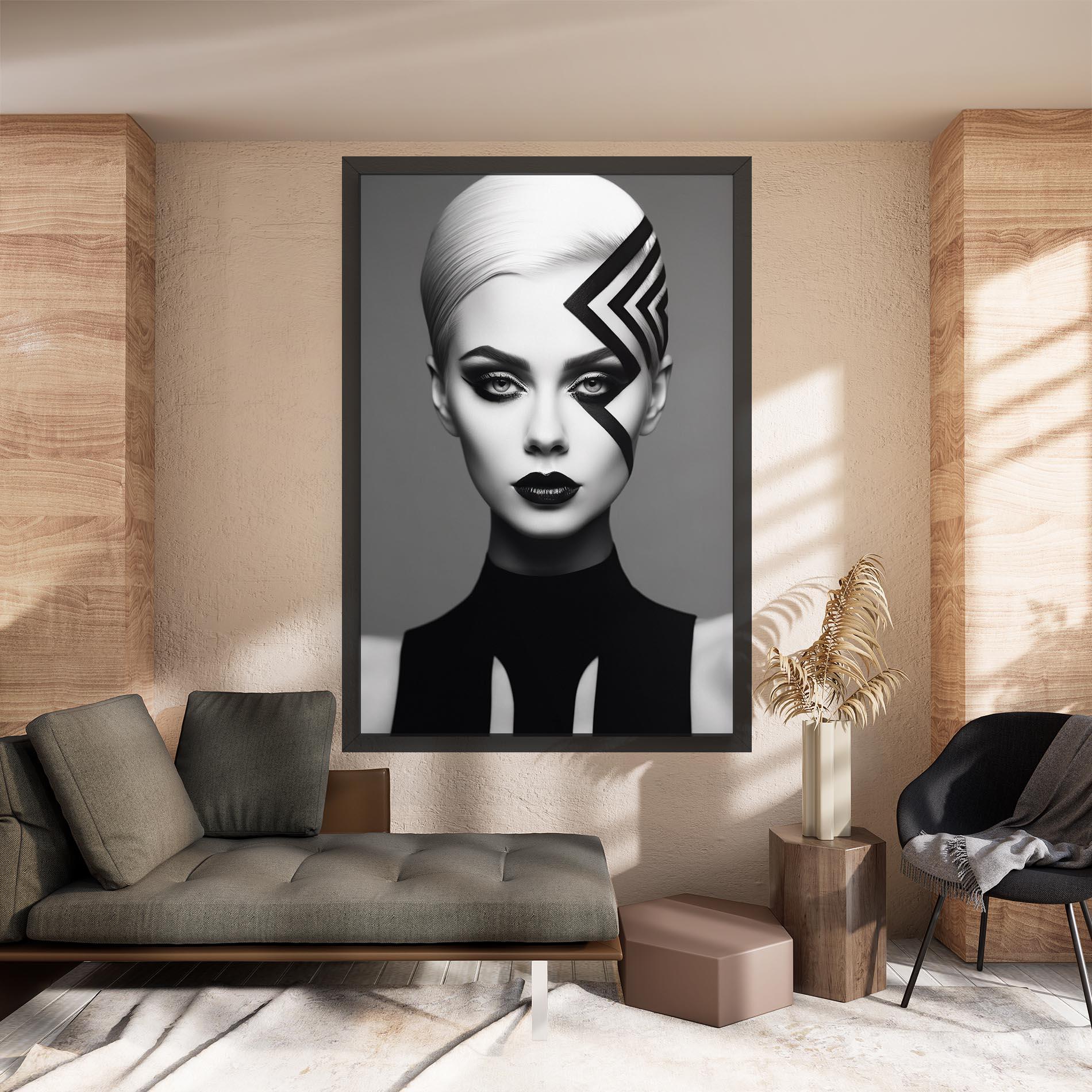 Vászonkép Black Lines On Face mockup 8