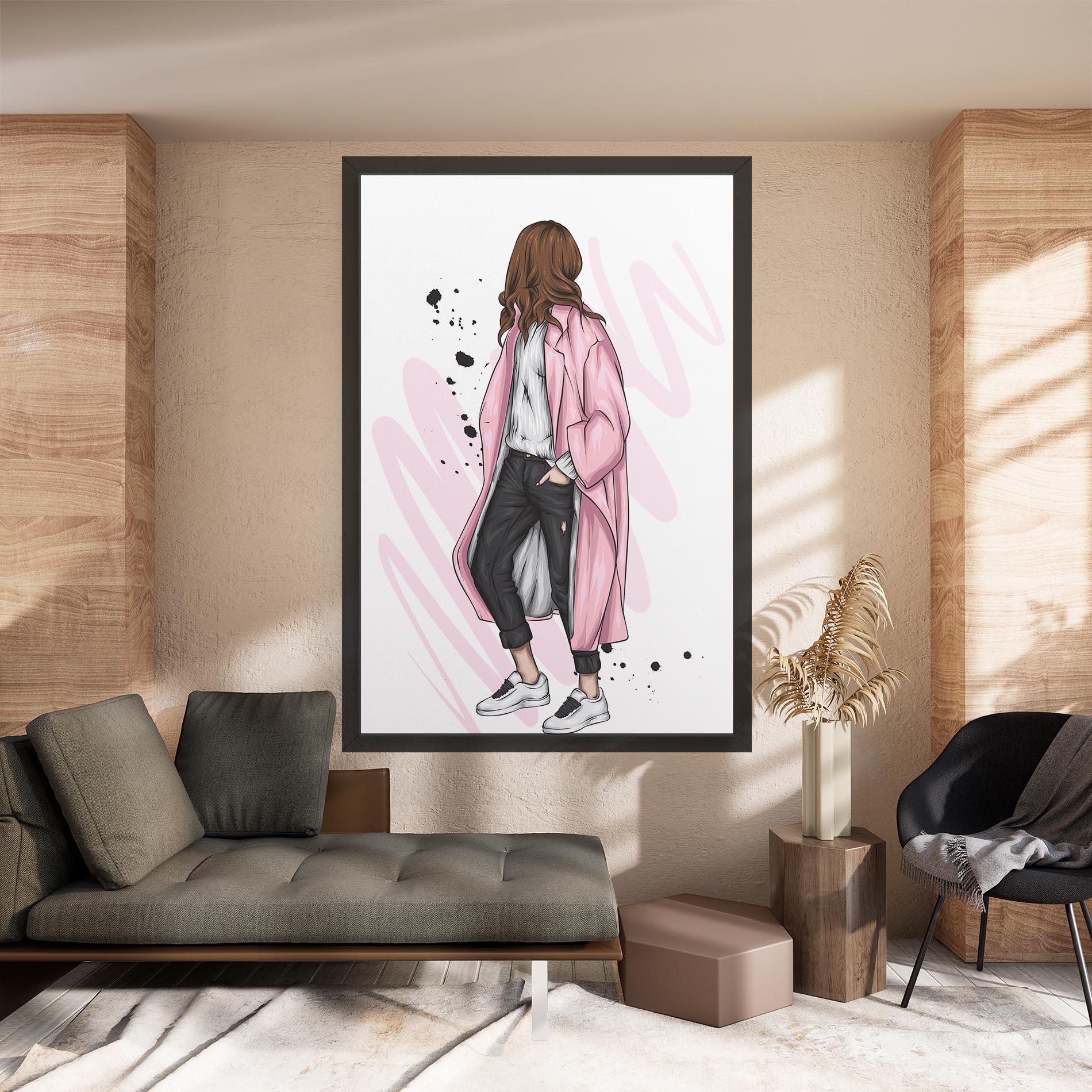 Vászonkép Pink Coat Woman mockup 8
