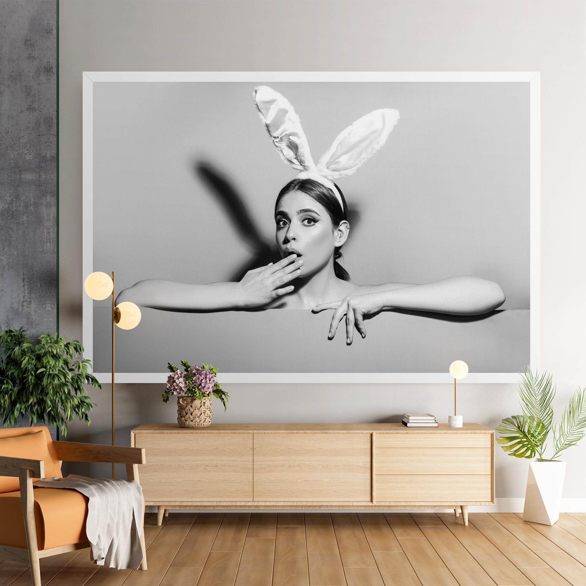 Vászonkép Bunny Ears Peeking mockup 9