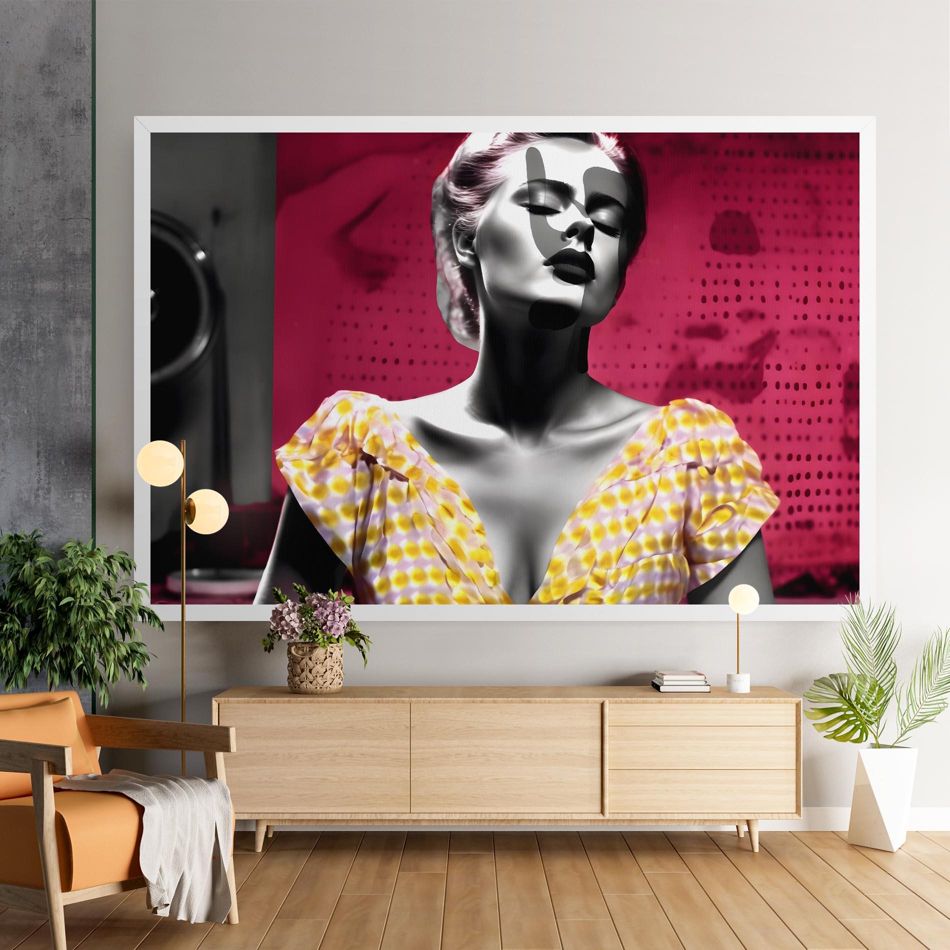 Vászonkép Yellow Dress On Pink mockup 9