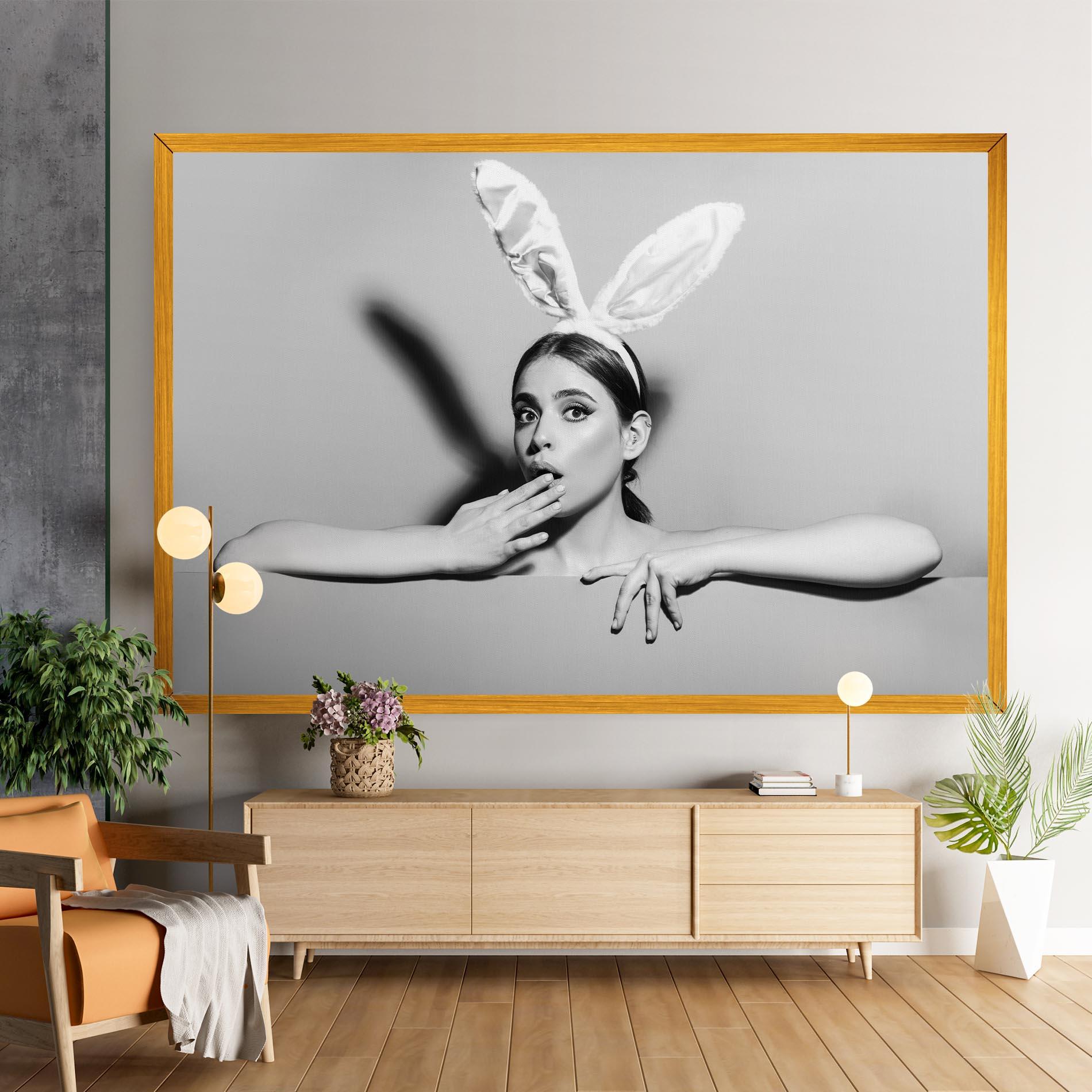 Vászonkép Bunny Ears Peeking mockup 9