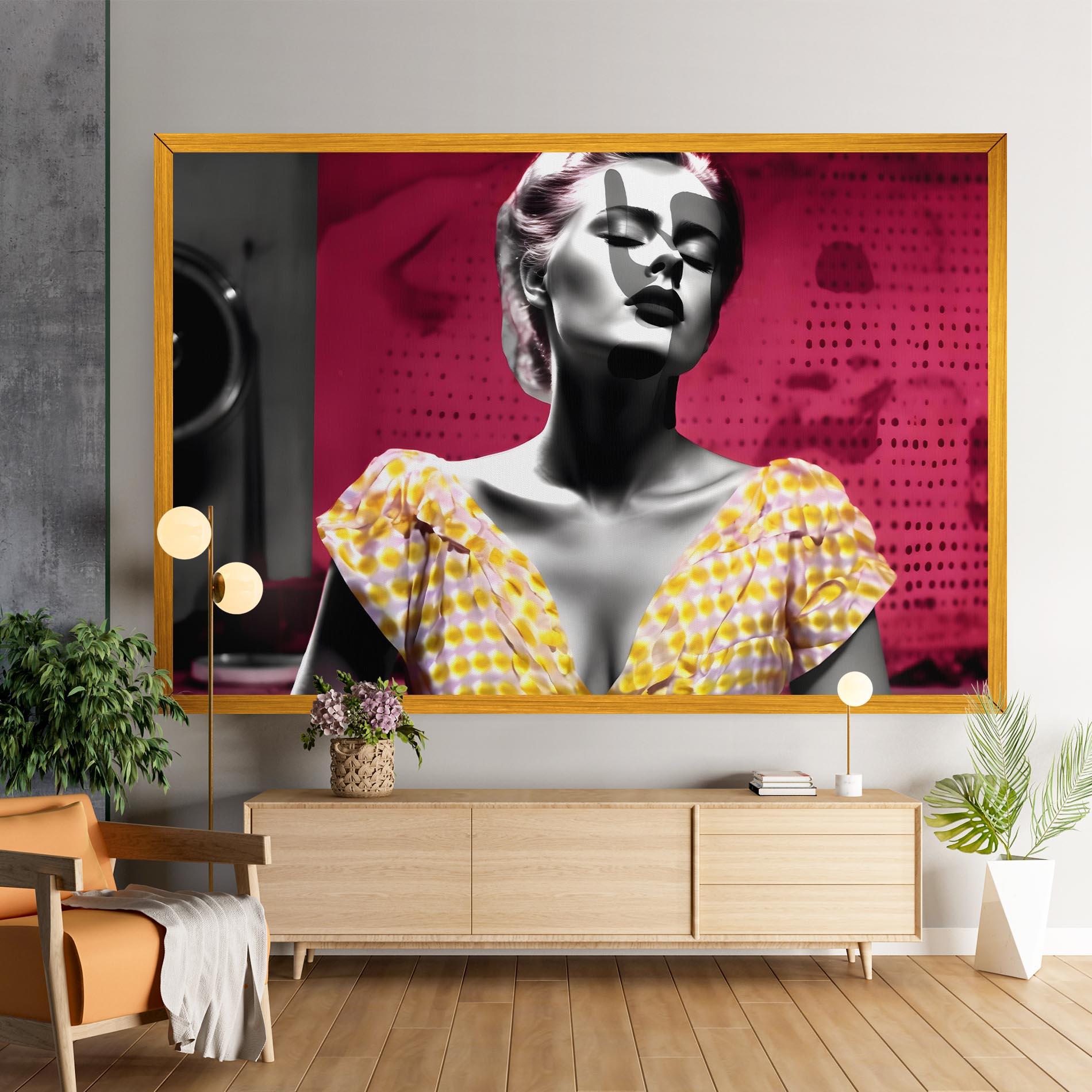 Vászonkép Yellow Dress On Pink mockup 9