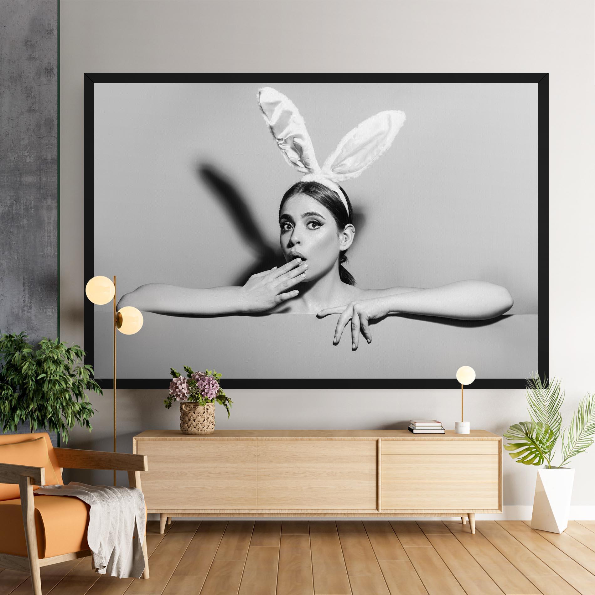 Vászonkép Bunny Ears Peeking mockup 9