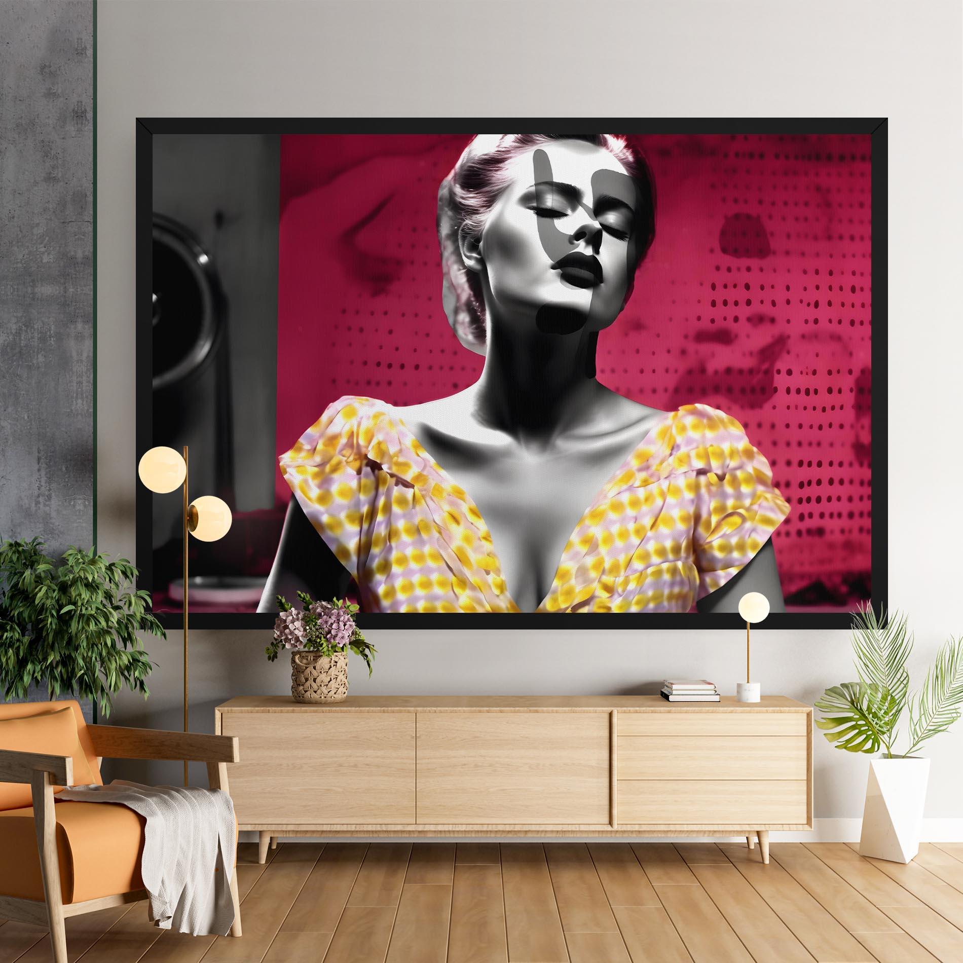 Vászonkép Yellow Dress On Pink mockup 9