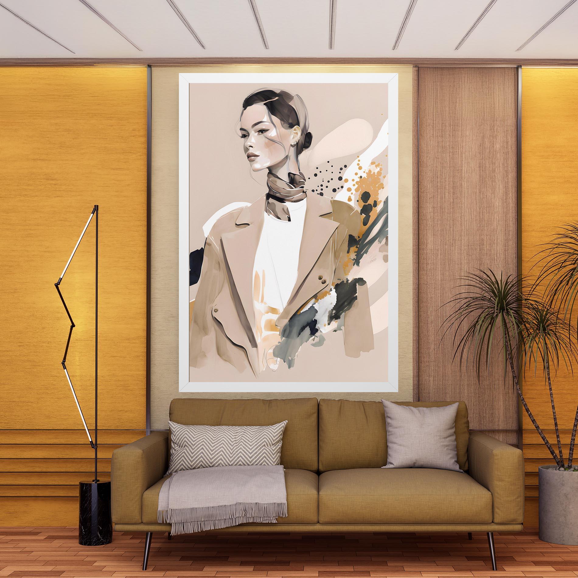 Vászonkép Watercolor Stylish Model mockup 9