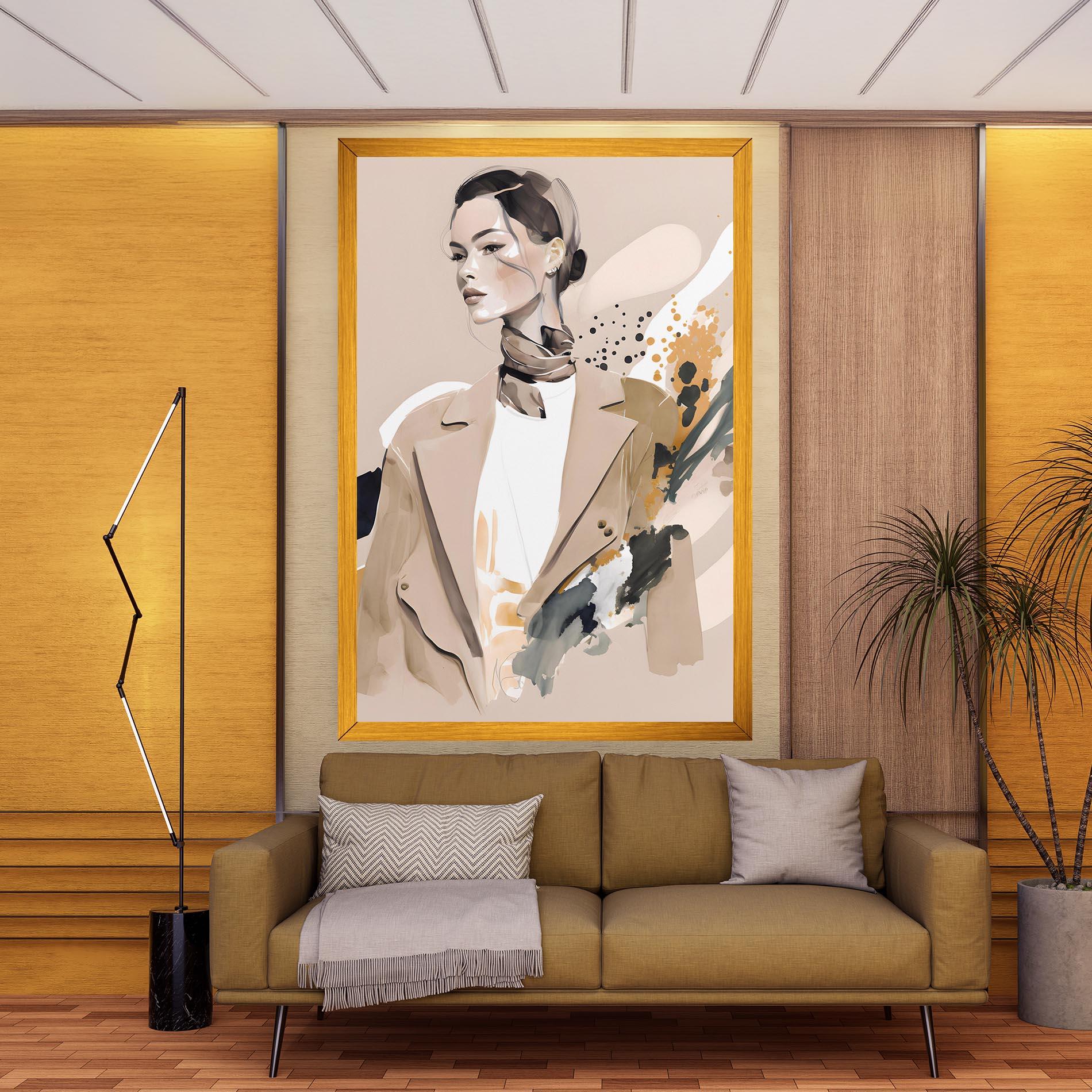 Vászonkép Watercolor Stylish Model mockup 9