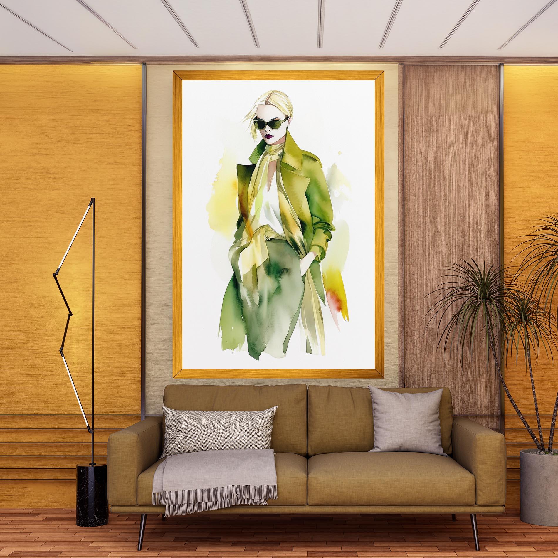 Vászonkép Woman Green Fashion mockup 9