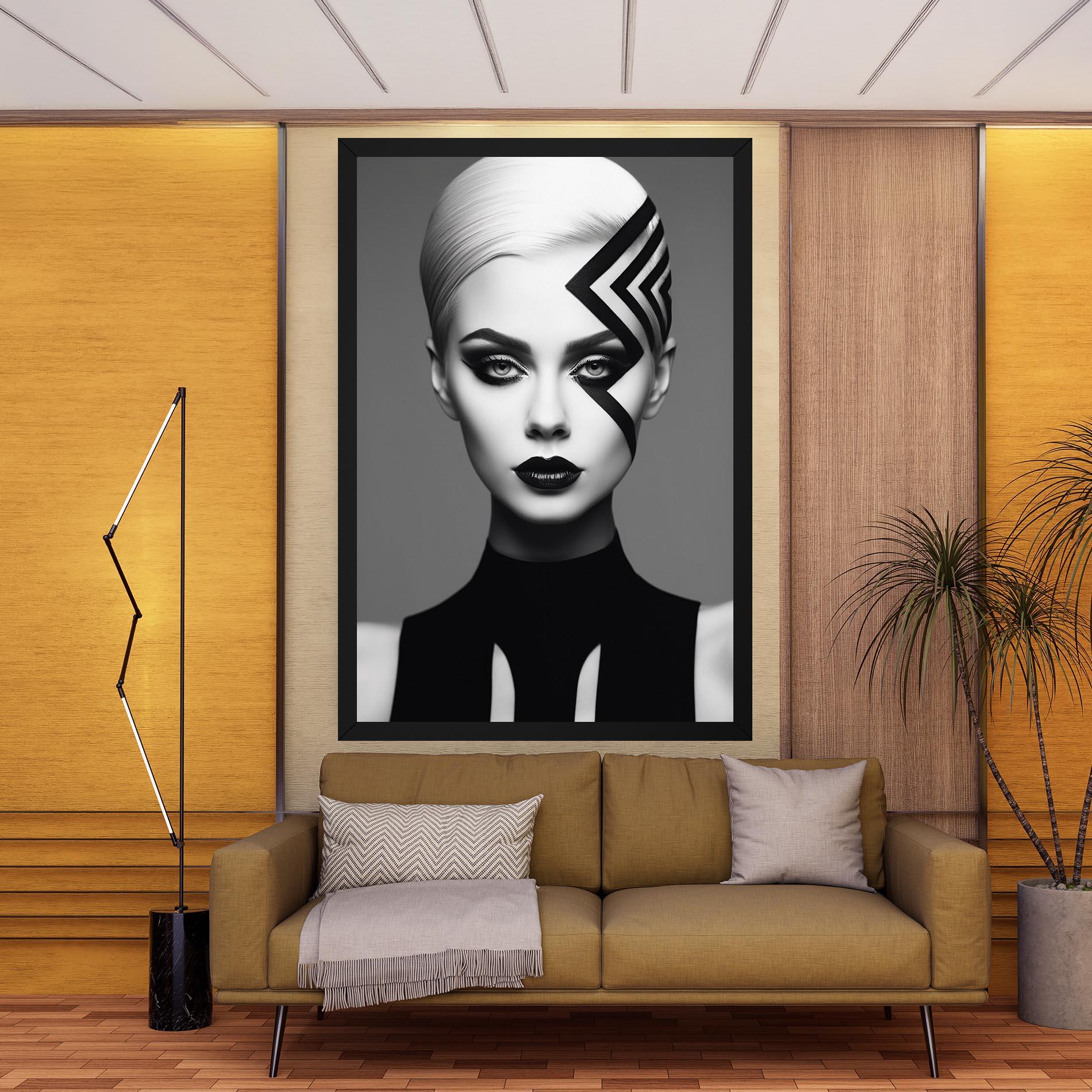 Vászonkép Black Lines On Face mockup 9