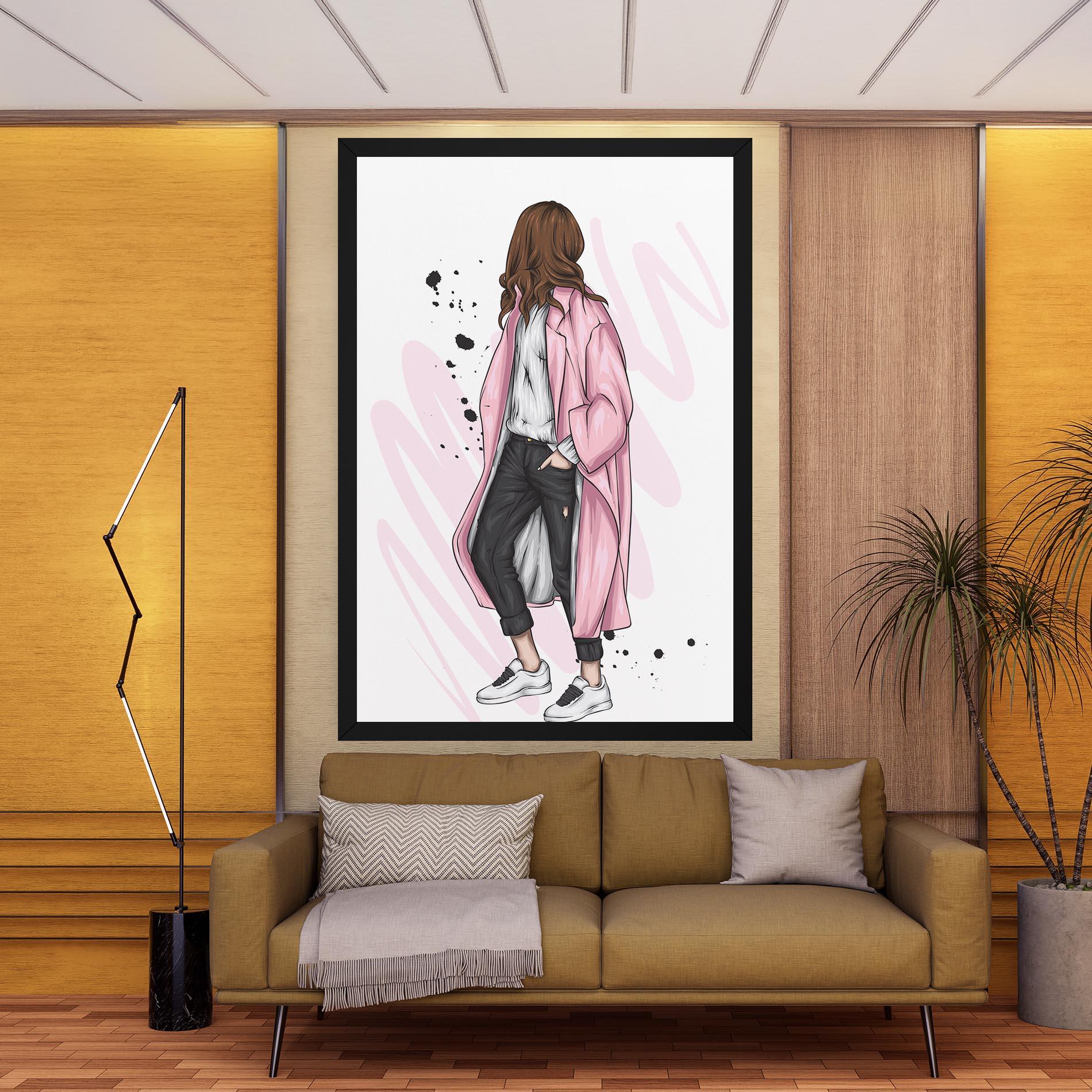 Vászonkép Pink Coat Woman mockup 9