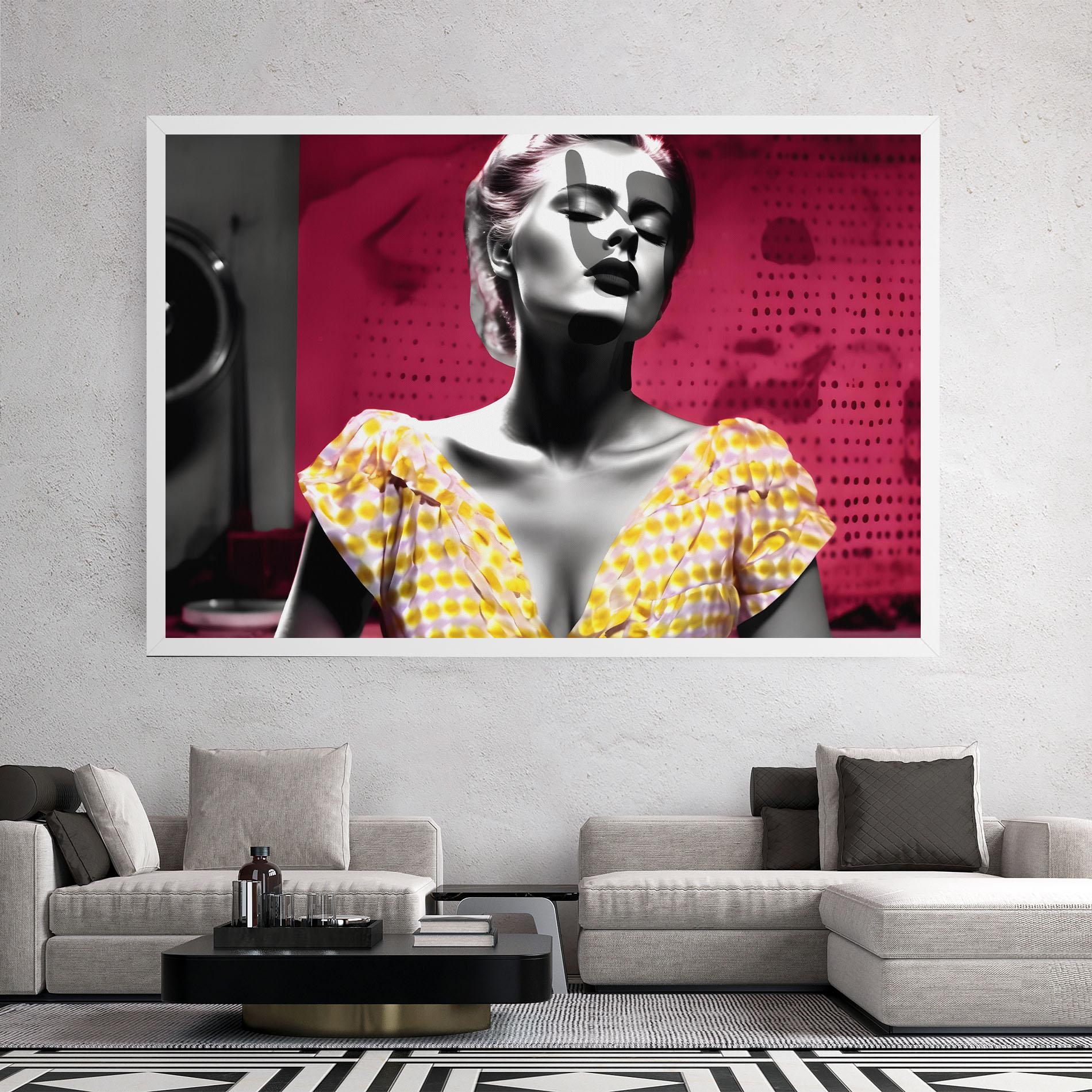 Vászonkép Yellow Dress On Pink mockup 2