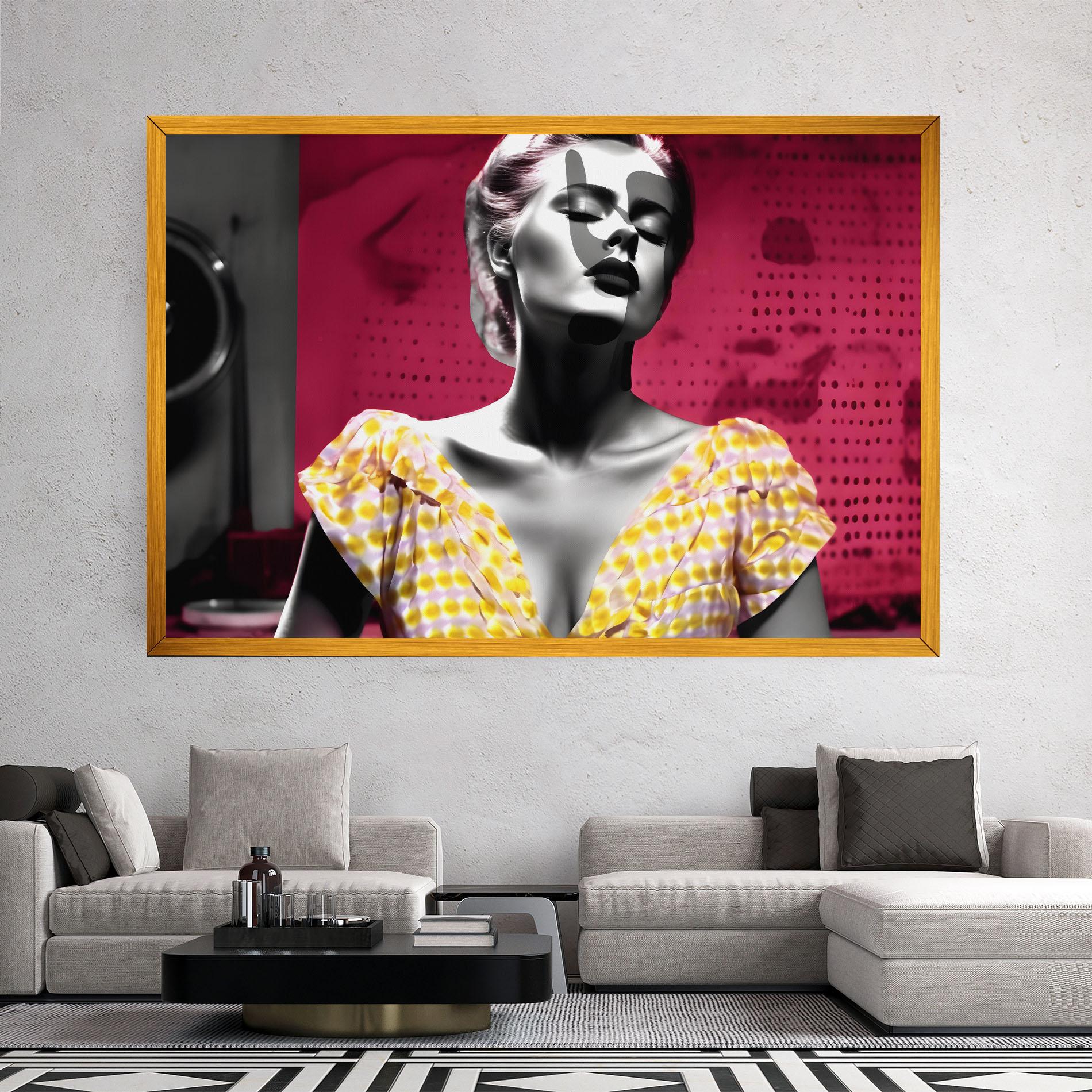 Vászonkép Yellow Dress On Pink mockup 2