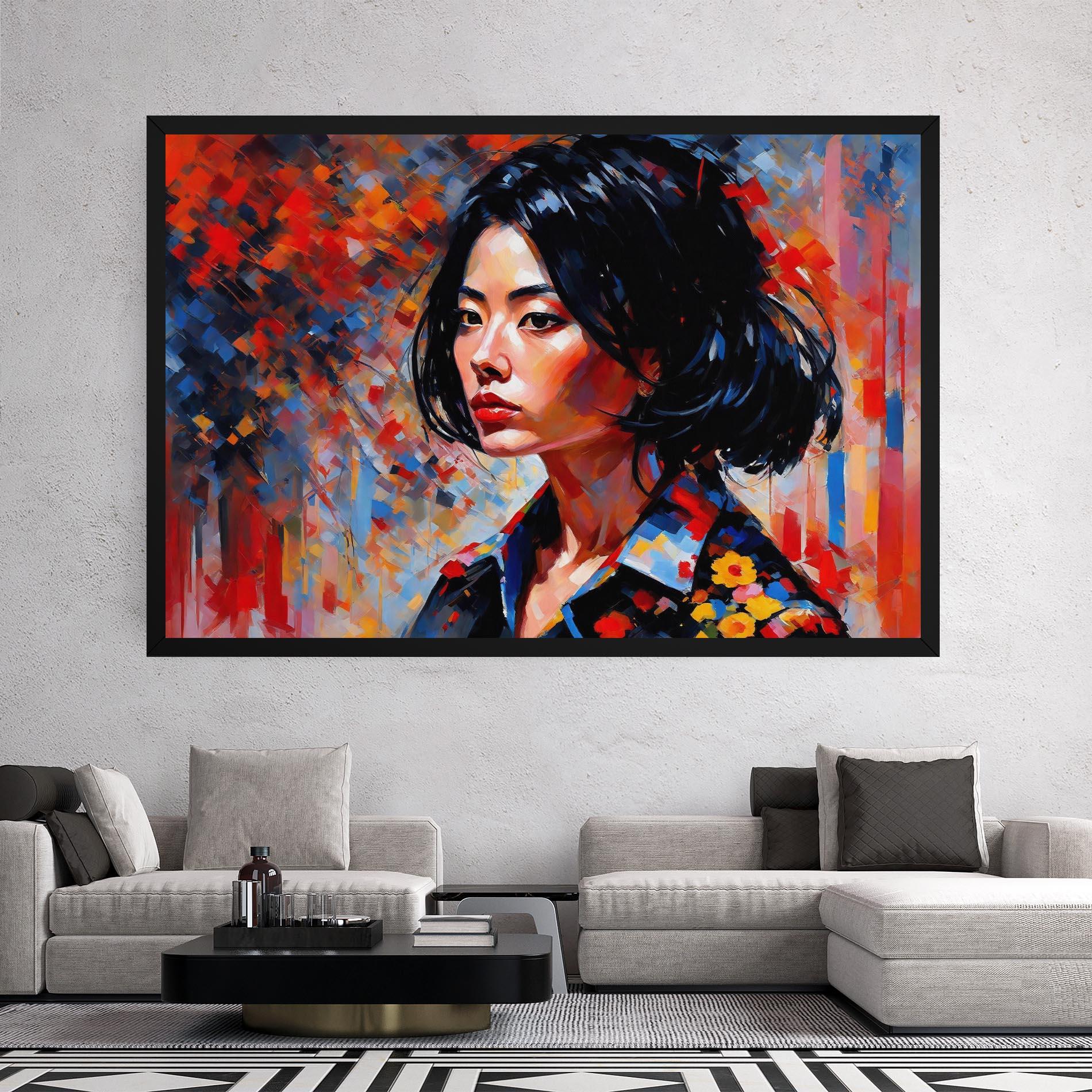 Vászonkép Beautiful Asian Woman mockup 2