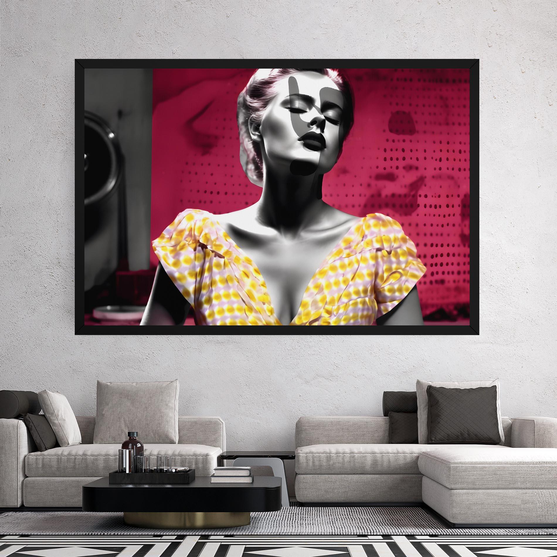 Vászonkép Yellow Dress On Pink mockup 2