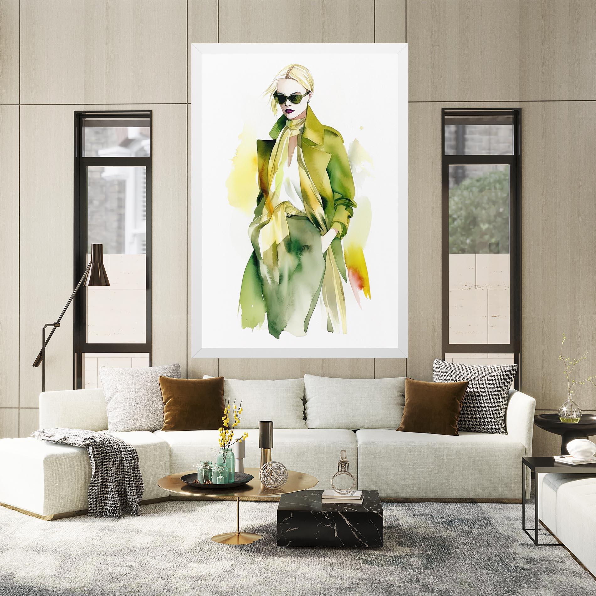 Vászonkép Woman Green Fashion mockup 2