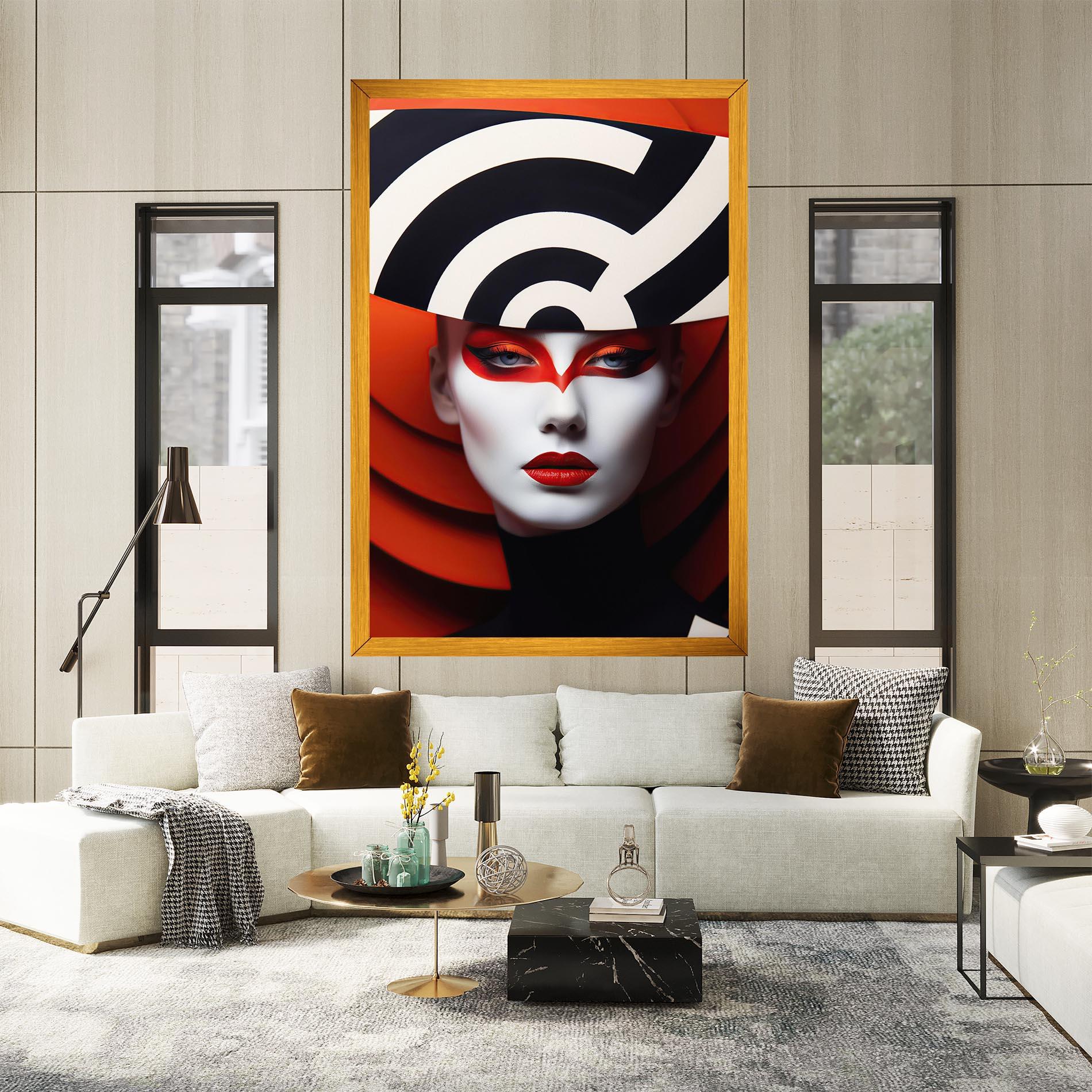 Vászonkép Red Black Woman Art mockup 2