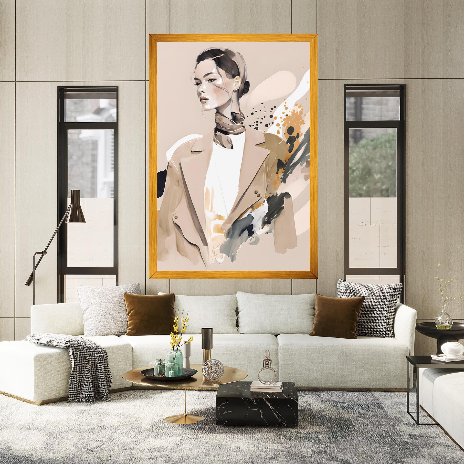 Vászonkép Watercolor Stylish Model mockup 2