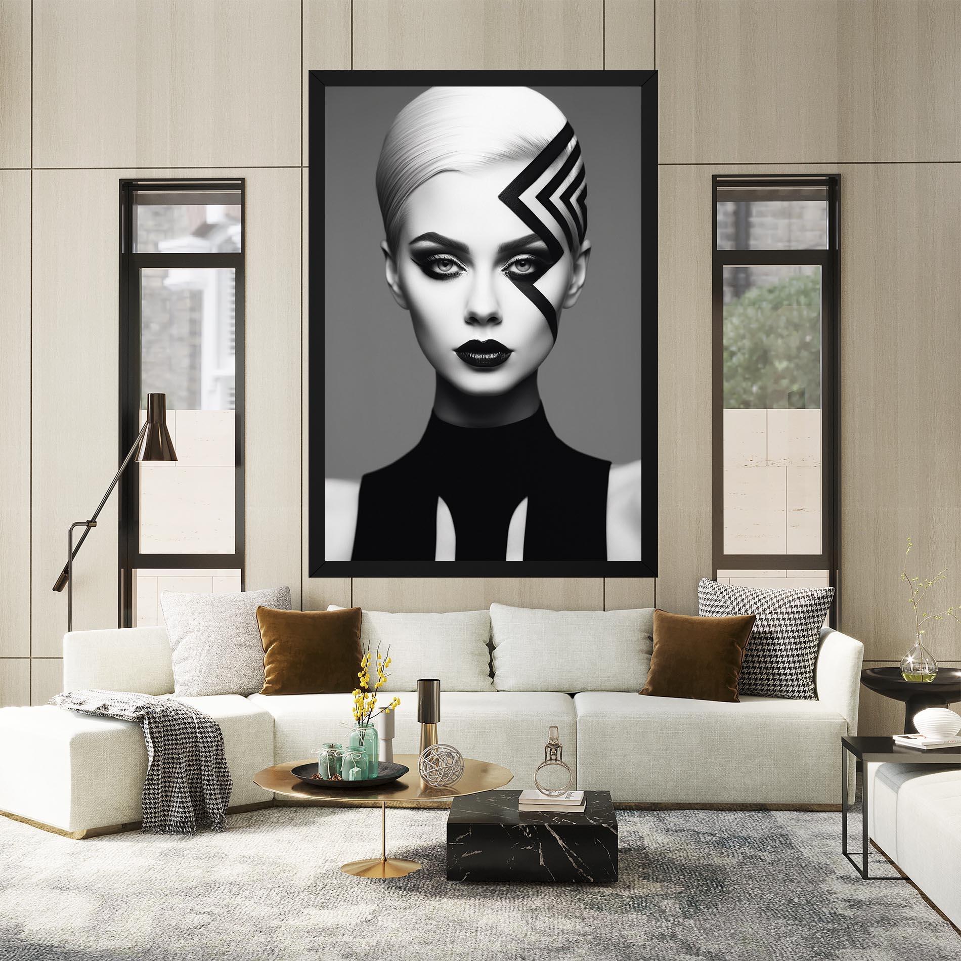 Vászonkép Black Lines On Face mockup 2