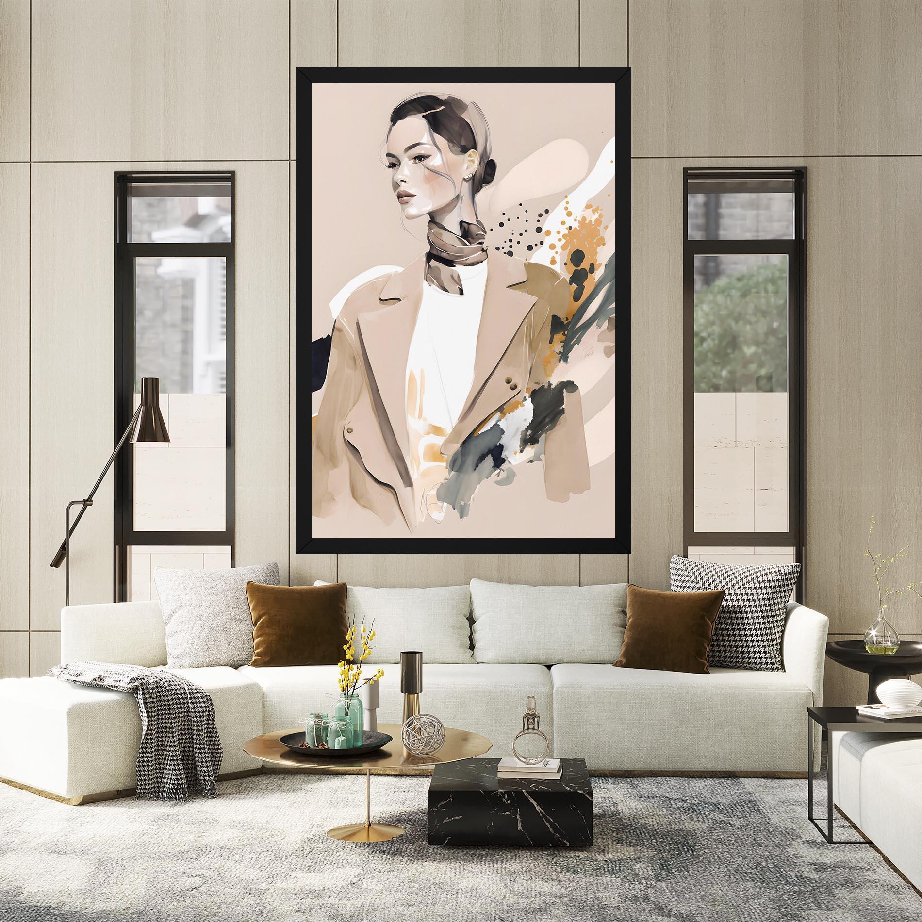 Vászonkép Watercolor Stylish Model mockup 2