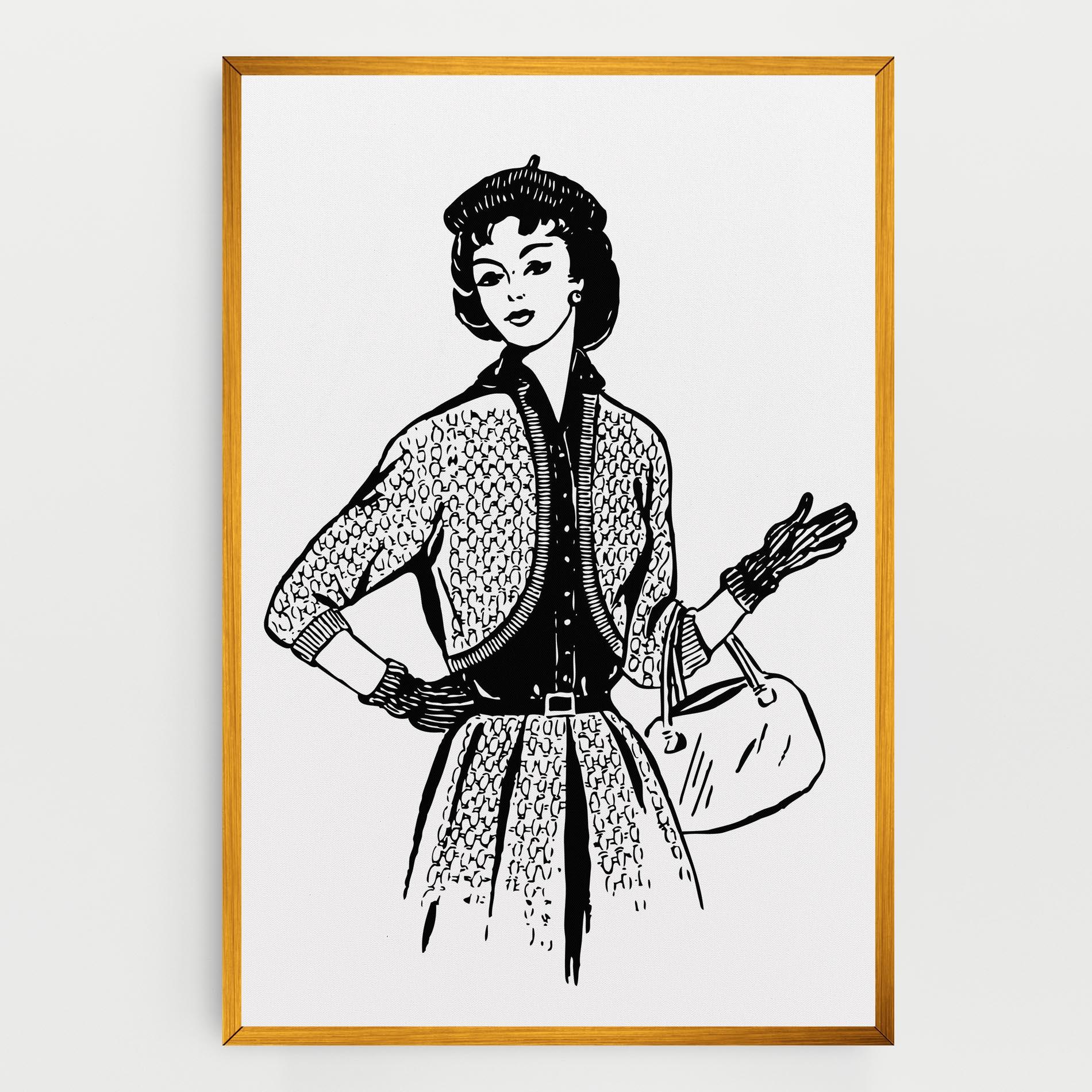 Vászonkép Vintage Woman Line mockup 0