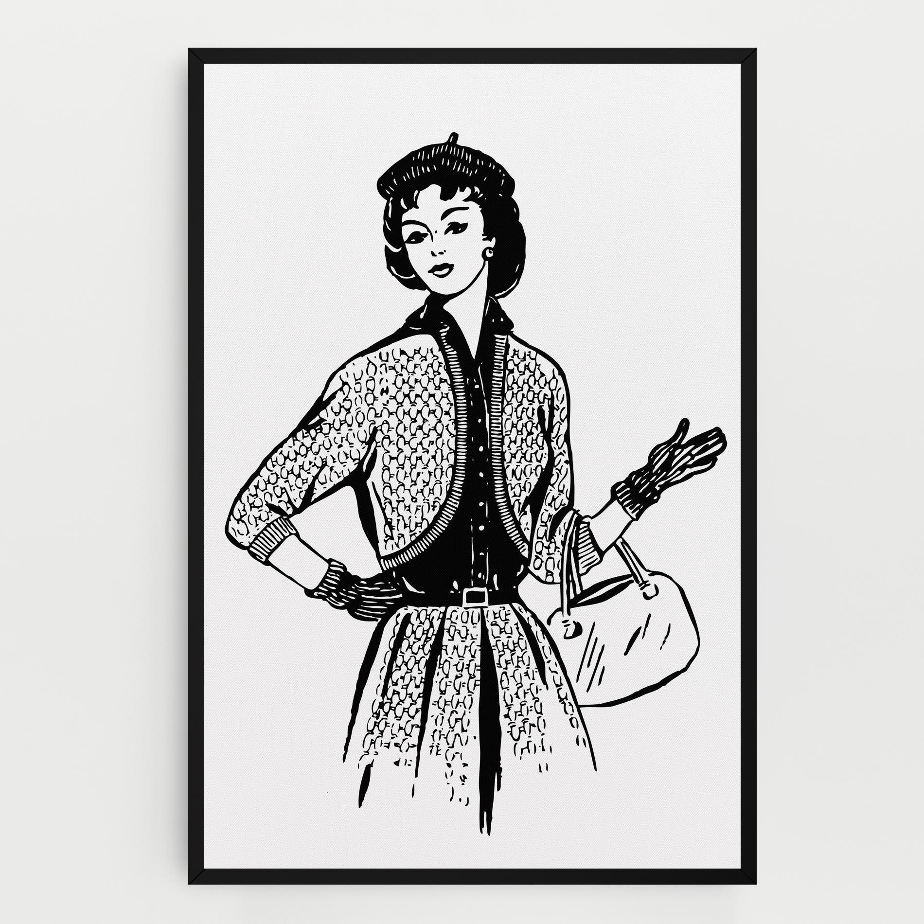 Vászonkép Vintage Woman Line mockup 0