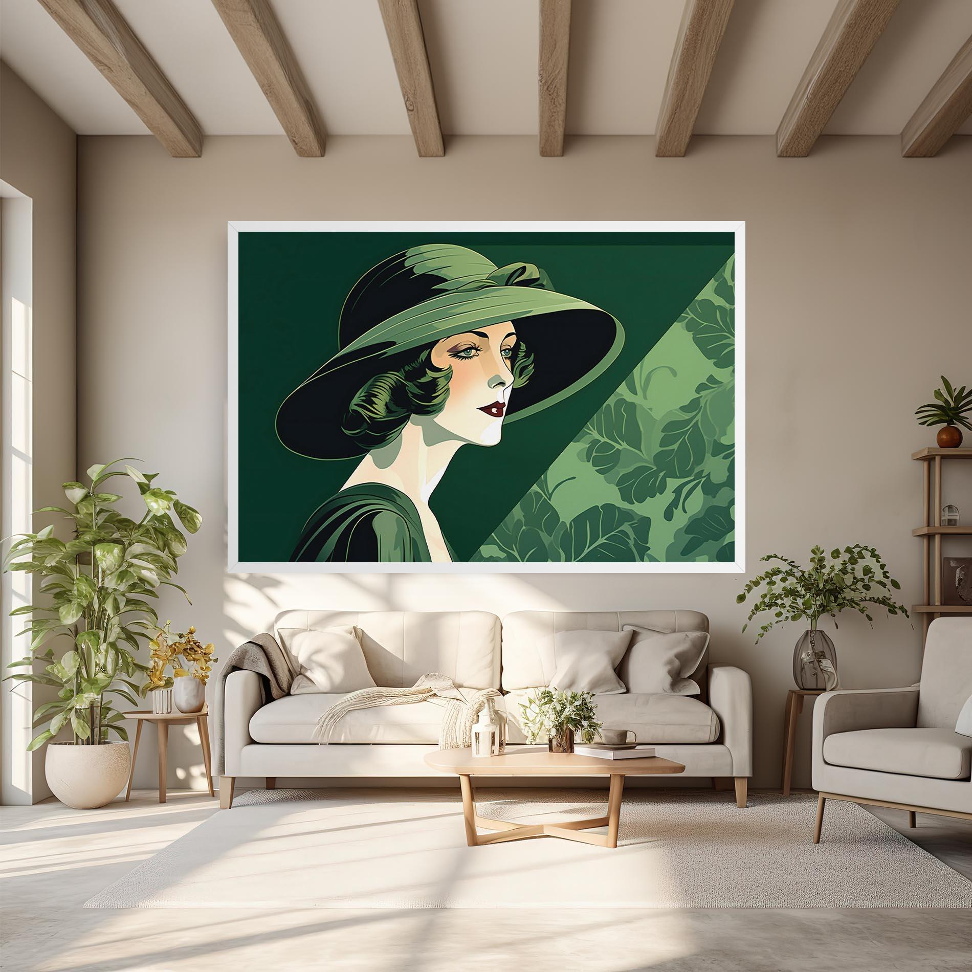 Vászonkép Green Woman Painting mockup 6