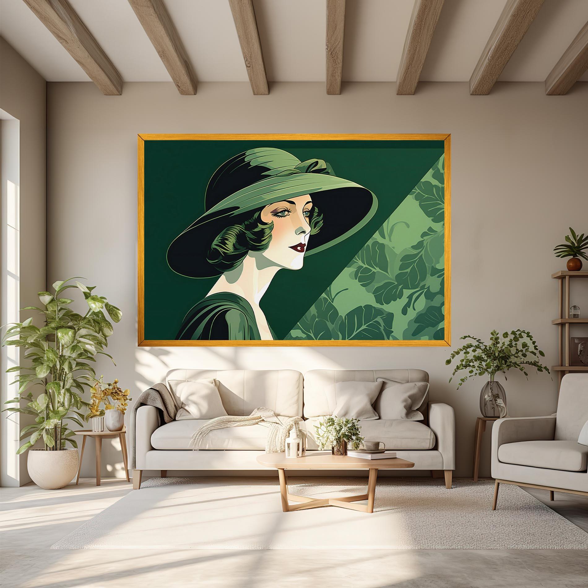 Vászonkép Green Woman Painting mockup 6