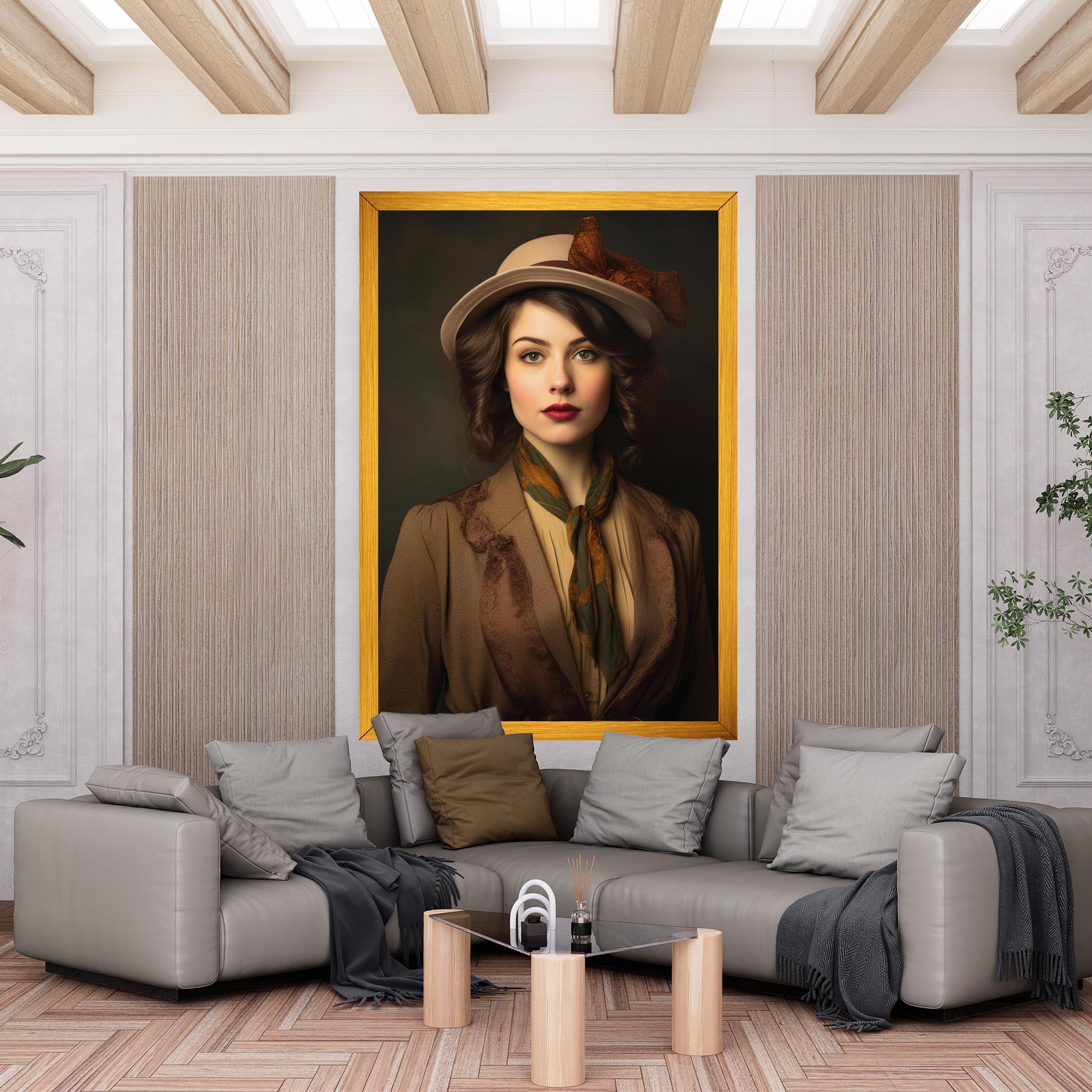 Vászonkép Cream Vintage Hat mockup 6