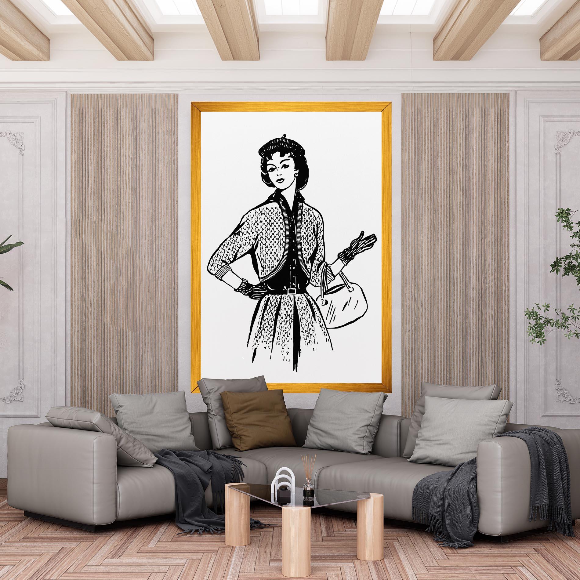 Vászonkép Vintage Woman Line mockup 6