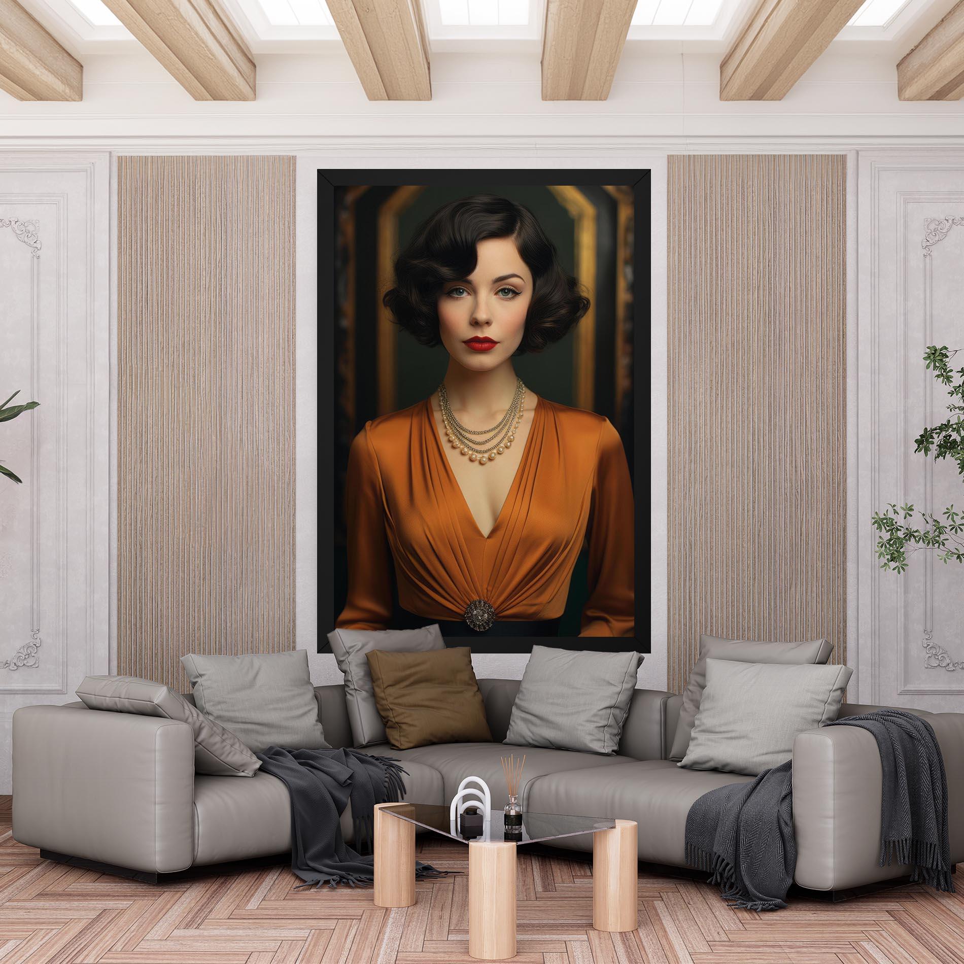 Vászonkép Orange Blouse Pearls mockup 6