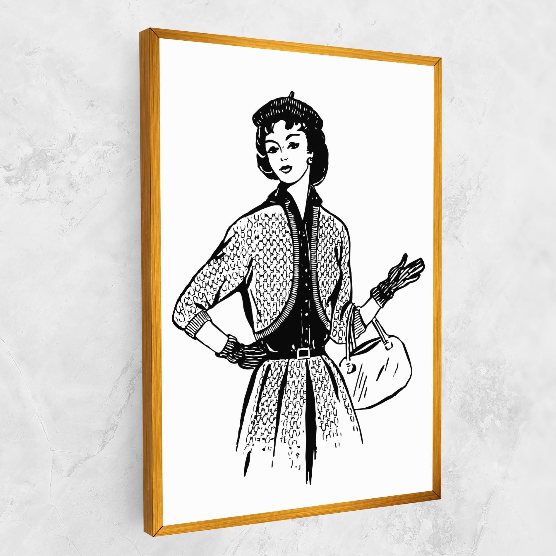 Vászonkép Vintage Woman Line mockup 1