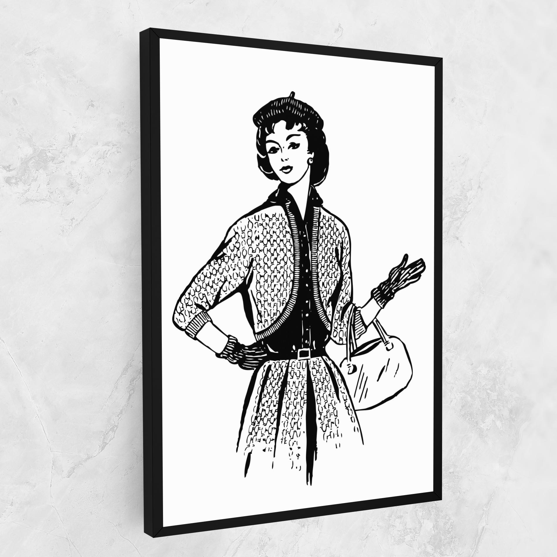 Vászonkép Vintage Woman Line mockup 1