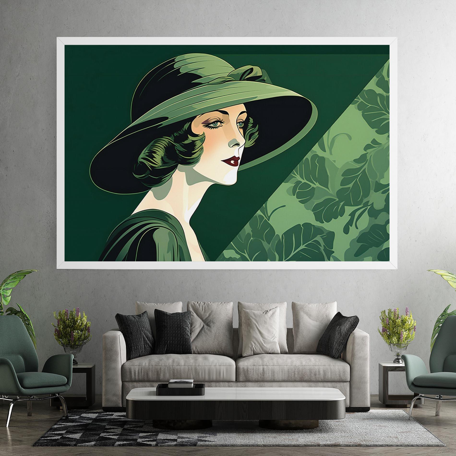 Vászonkép Green Woman Painting mockup 7