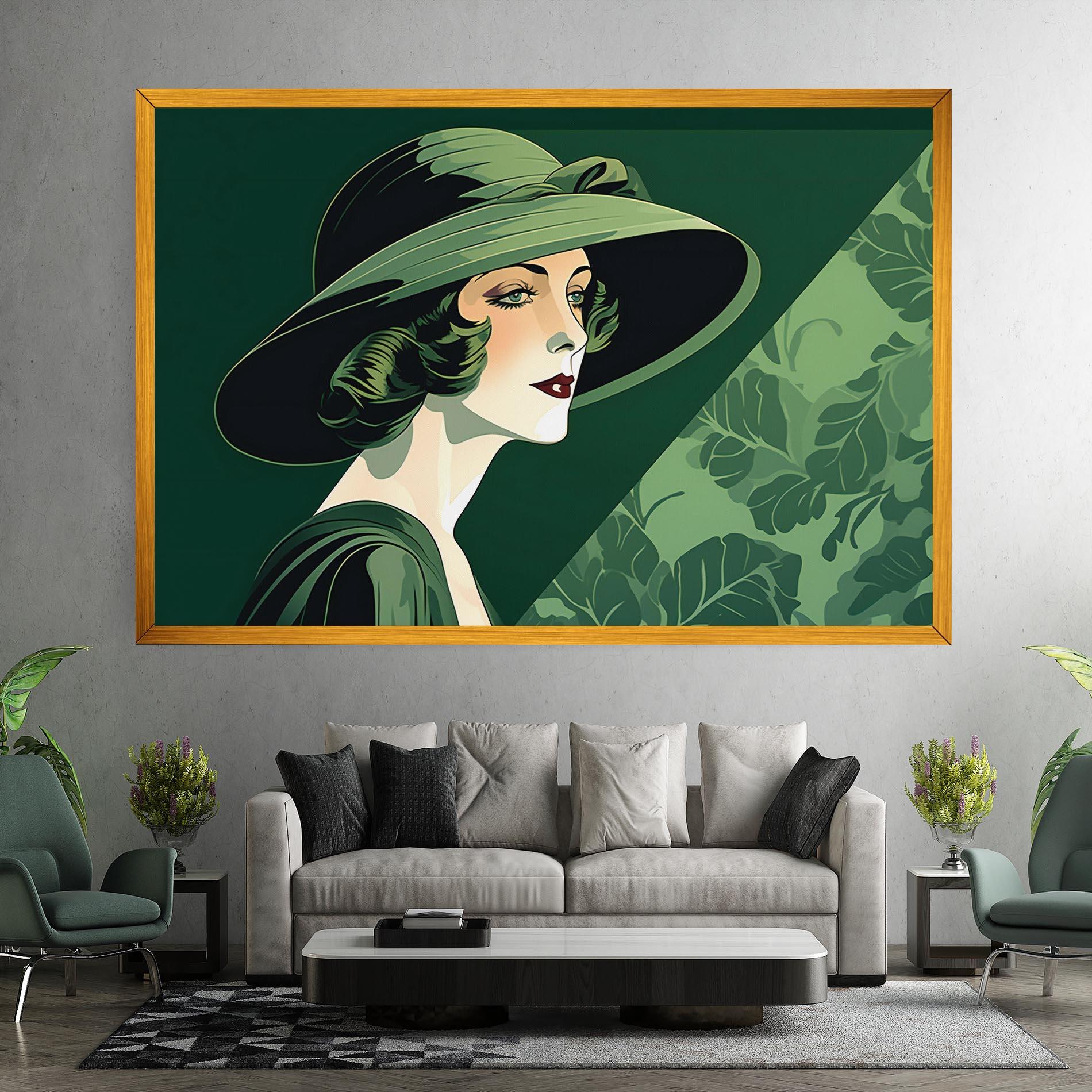 Vászonkép Green Woman Painting mockup 7