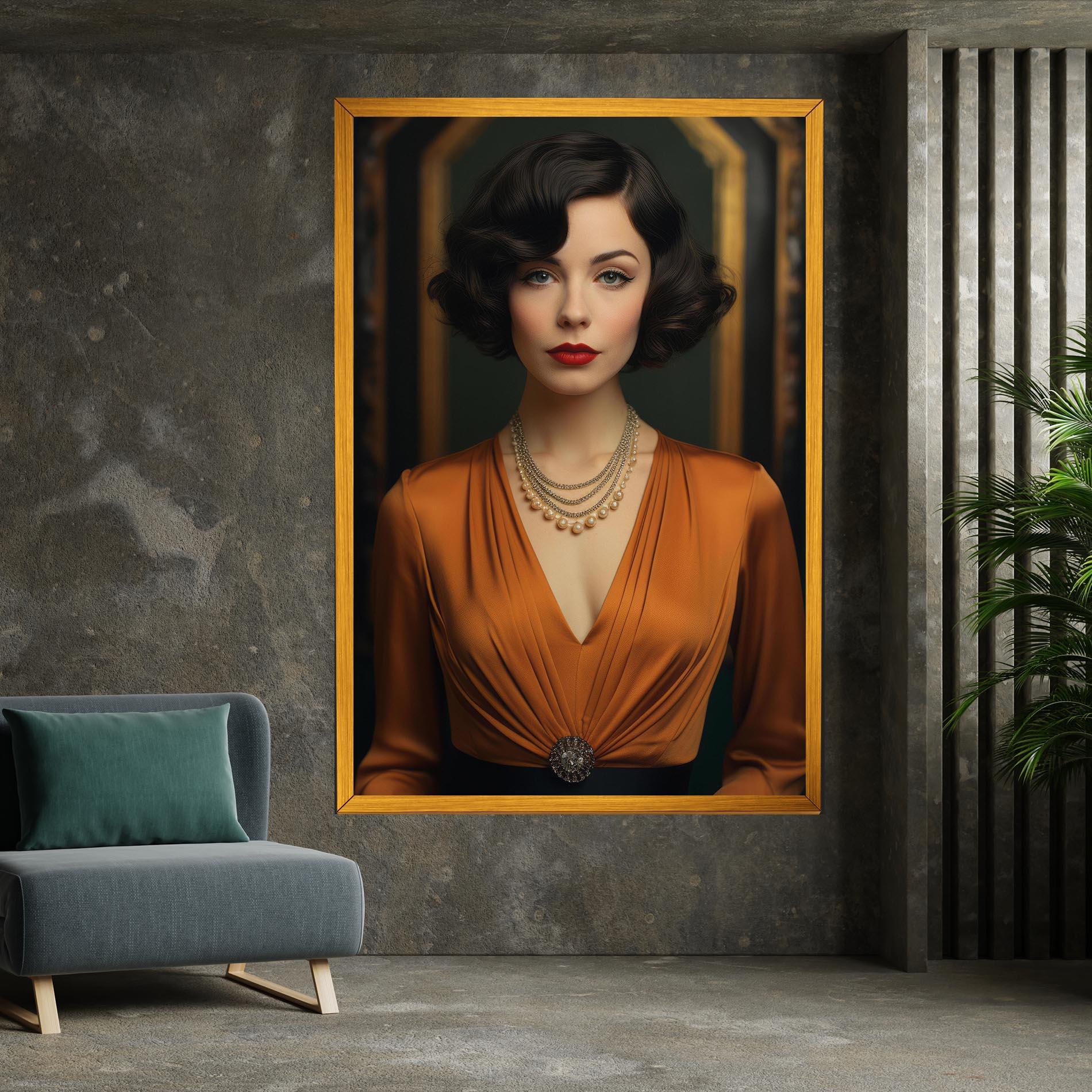 Vászonkép Orange Blouse Pearls mockup 7