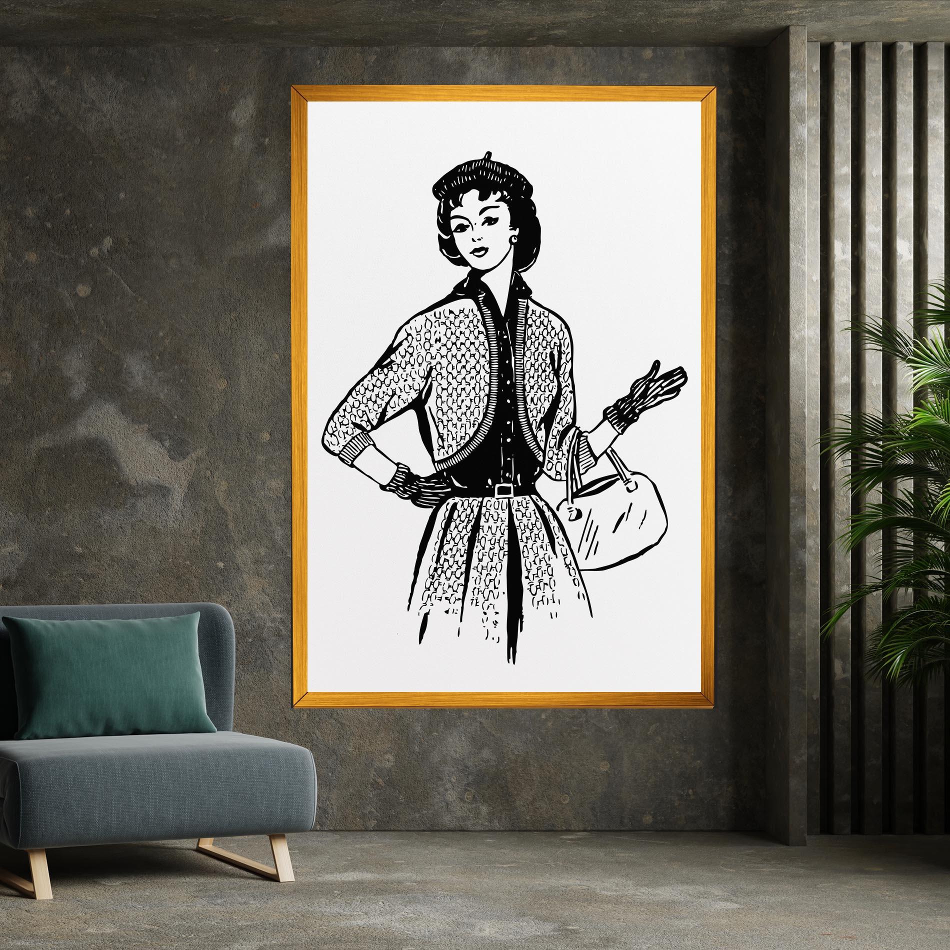 Vászonkép Vintage Woman Line mockup 7