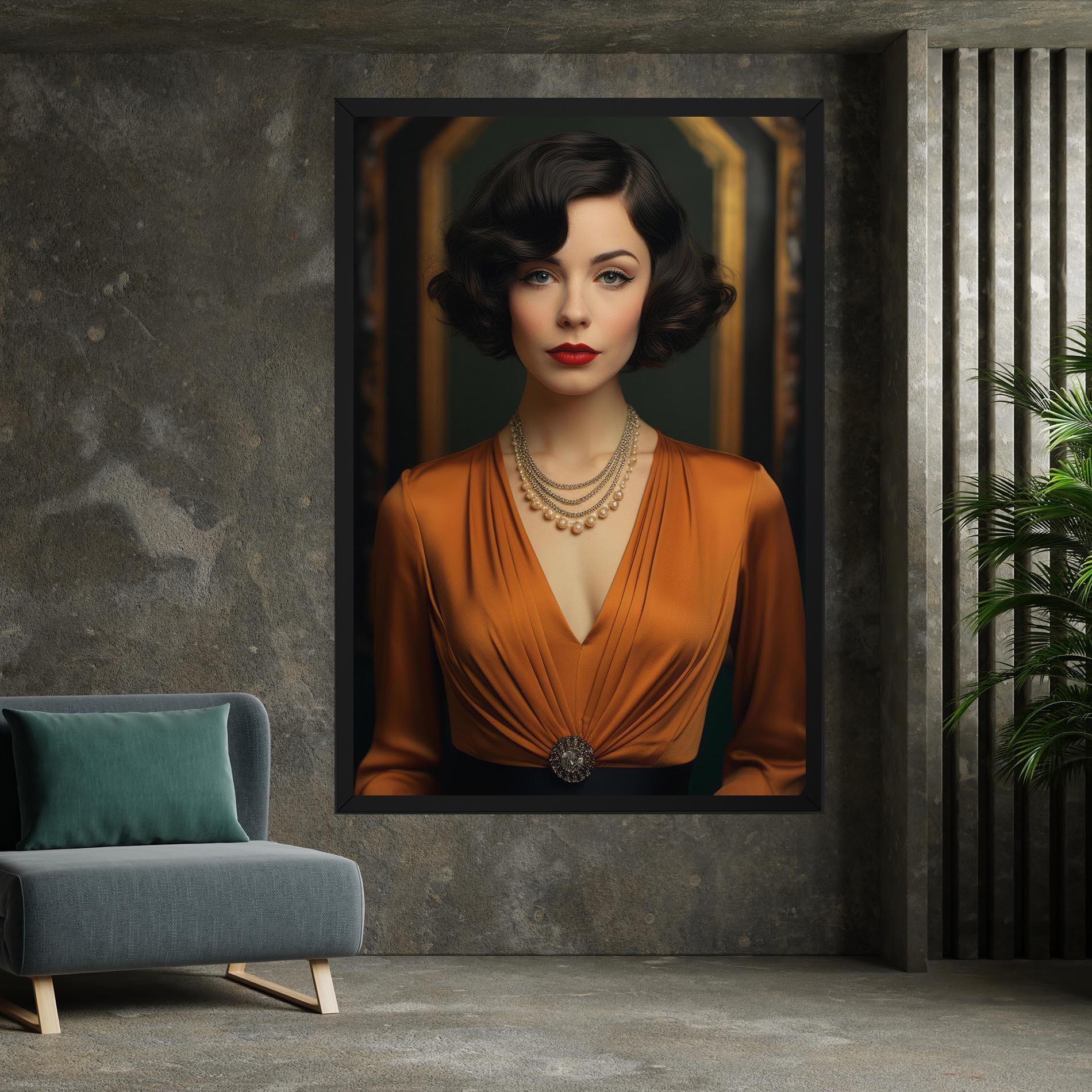 Vászonkép Orange Blouse Pearls mockup 7