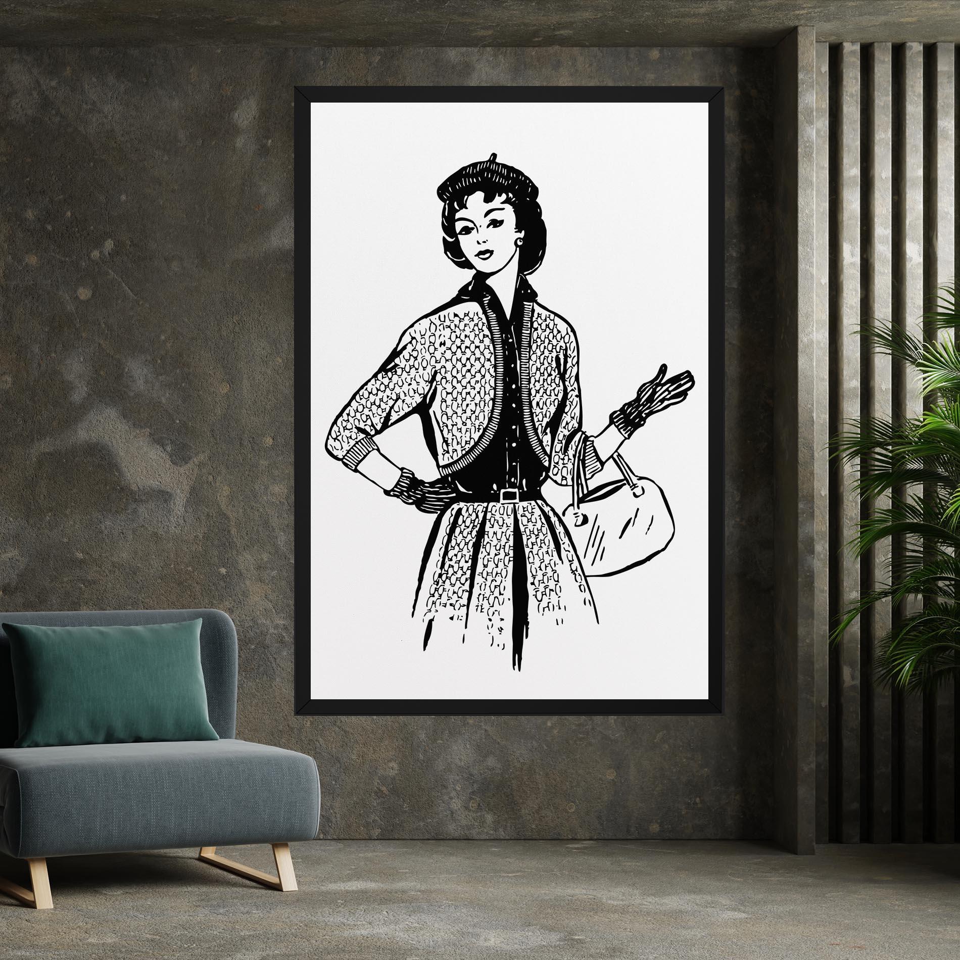 Vászonkép Vintage Woman Line mockup 7