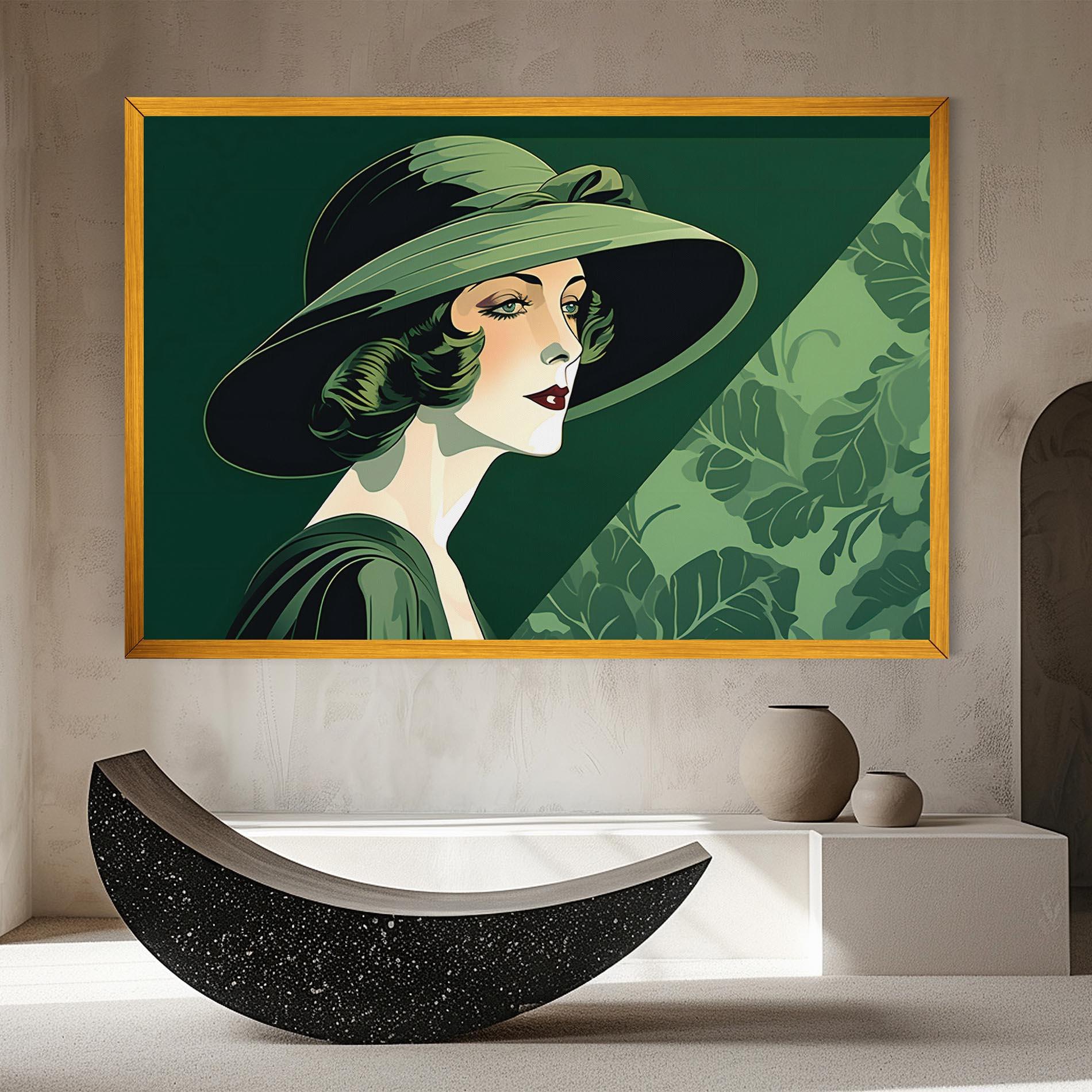 Vászonkép Green Woman Painting mockup 8