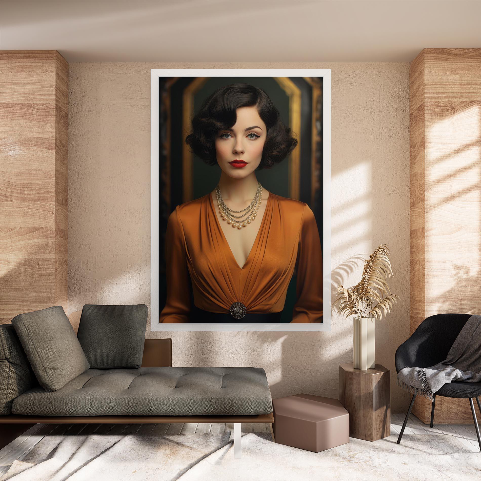 Vászonkép Orange Blouse Pearls mockup 8