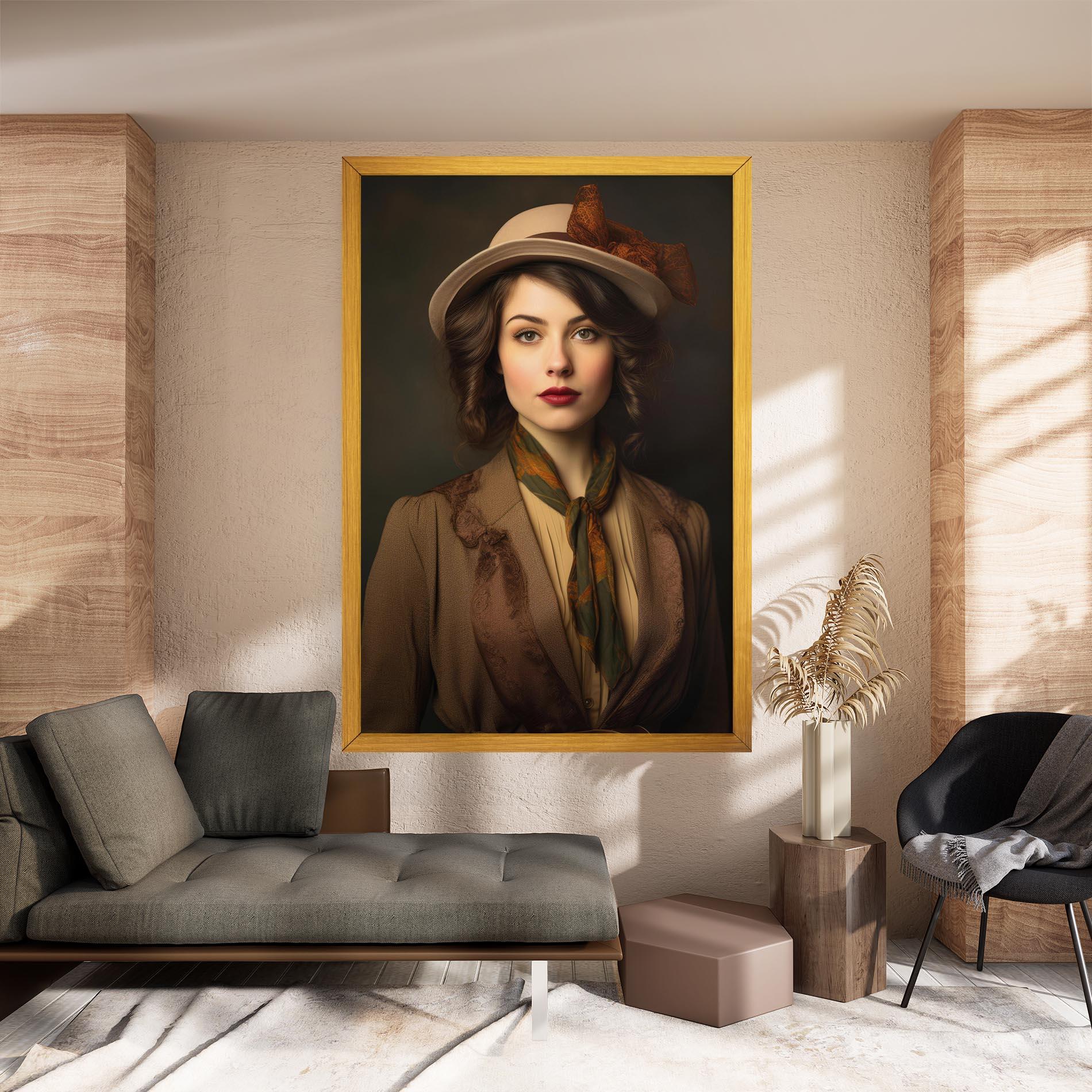 Vászonkép Cream Vintage Hat mockup 8