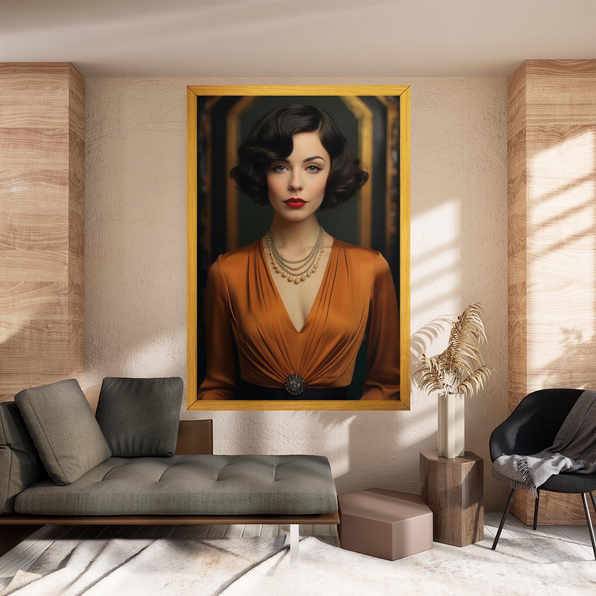 Vászonkép Orange Blouse Pearls mockup 8