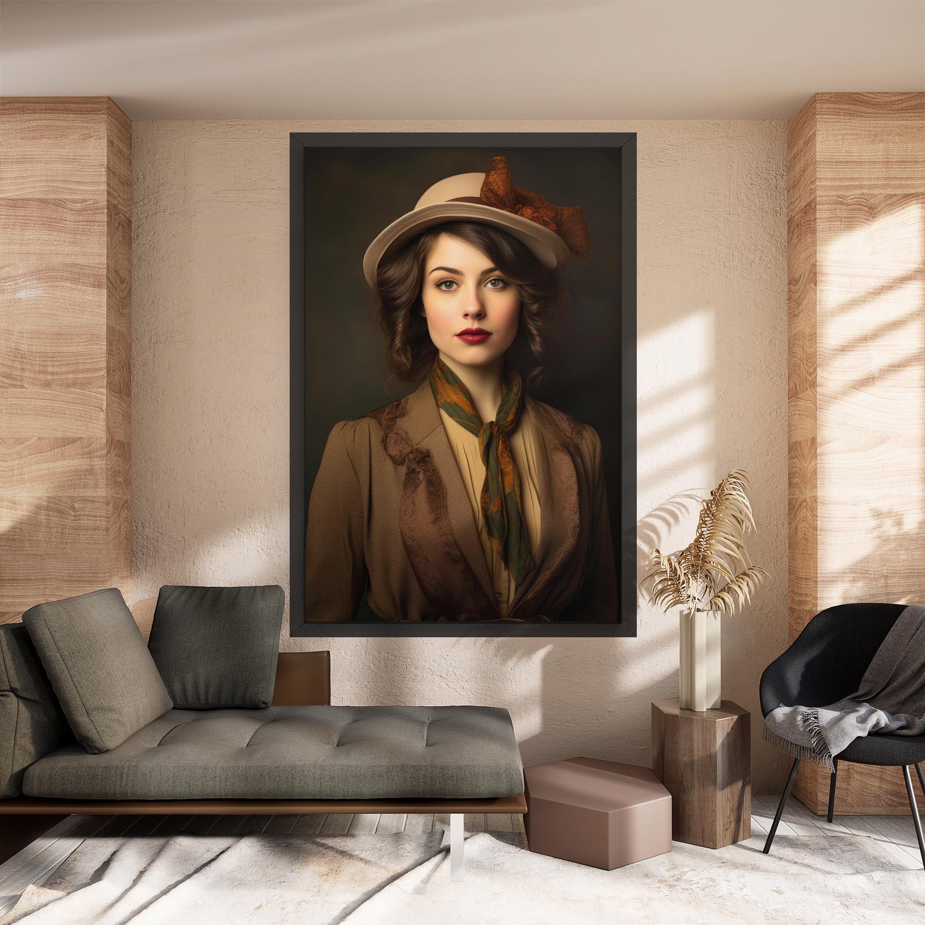 Vászonkép Cream Vintage Hat mockup 8