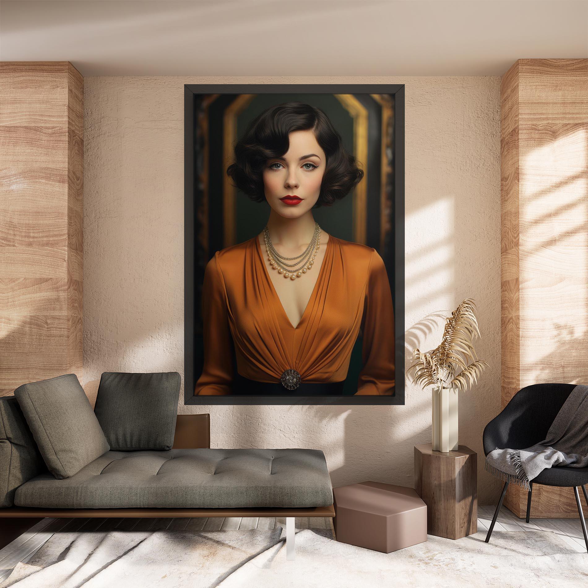 Vászonkép Orange Blouse Pearls mockup 8