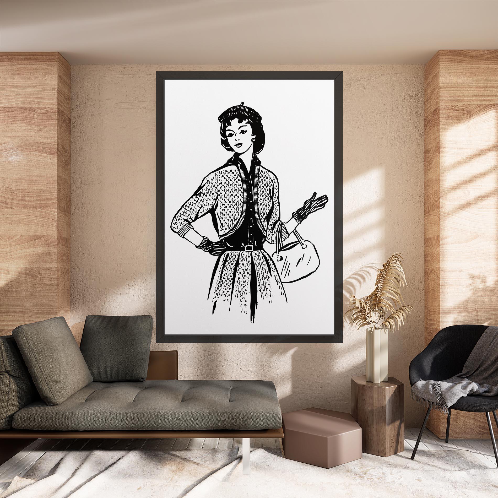 Vászonkép Vintage Woman Line mockup 8