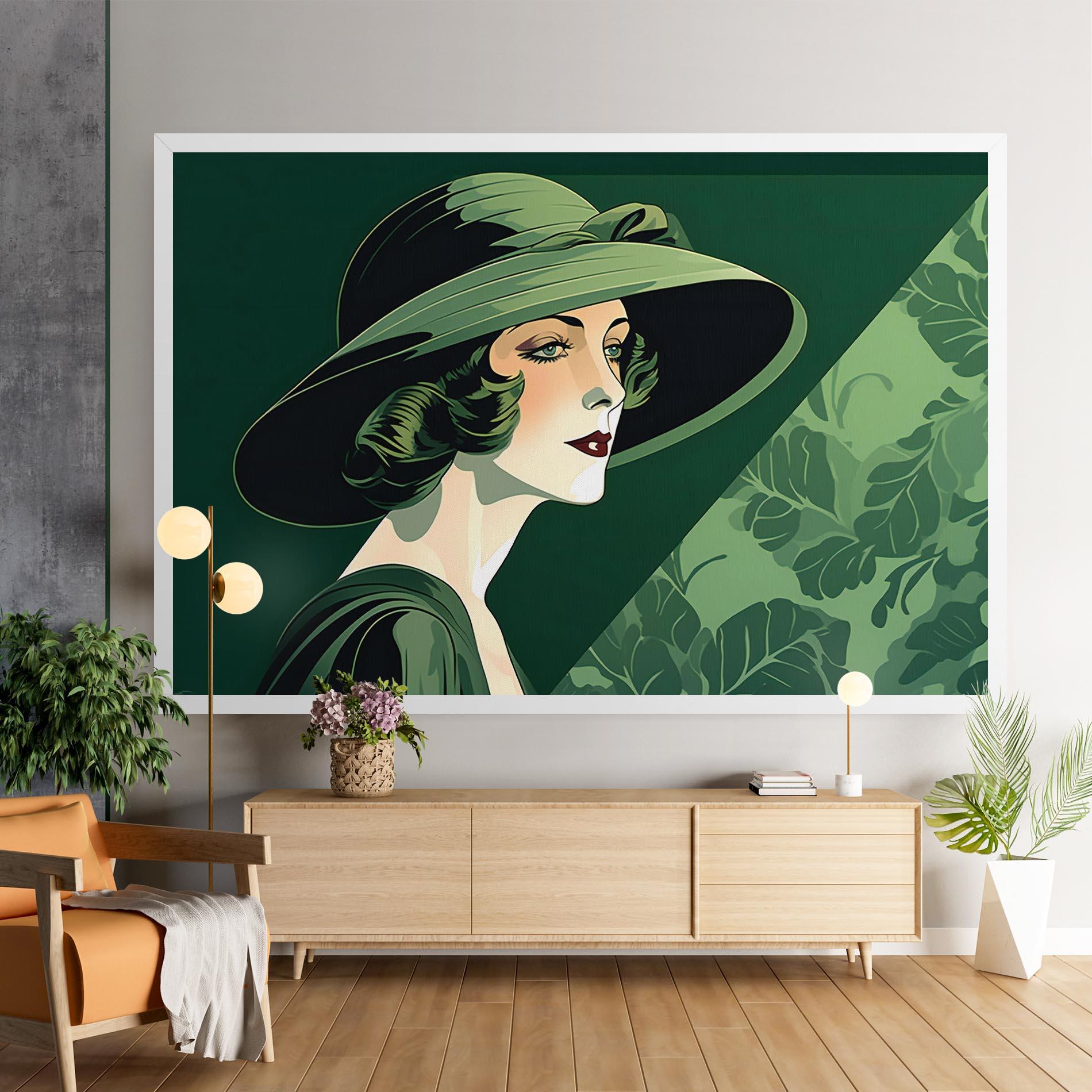 Vászonkép Green Woman Painting mockup 9