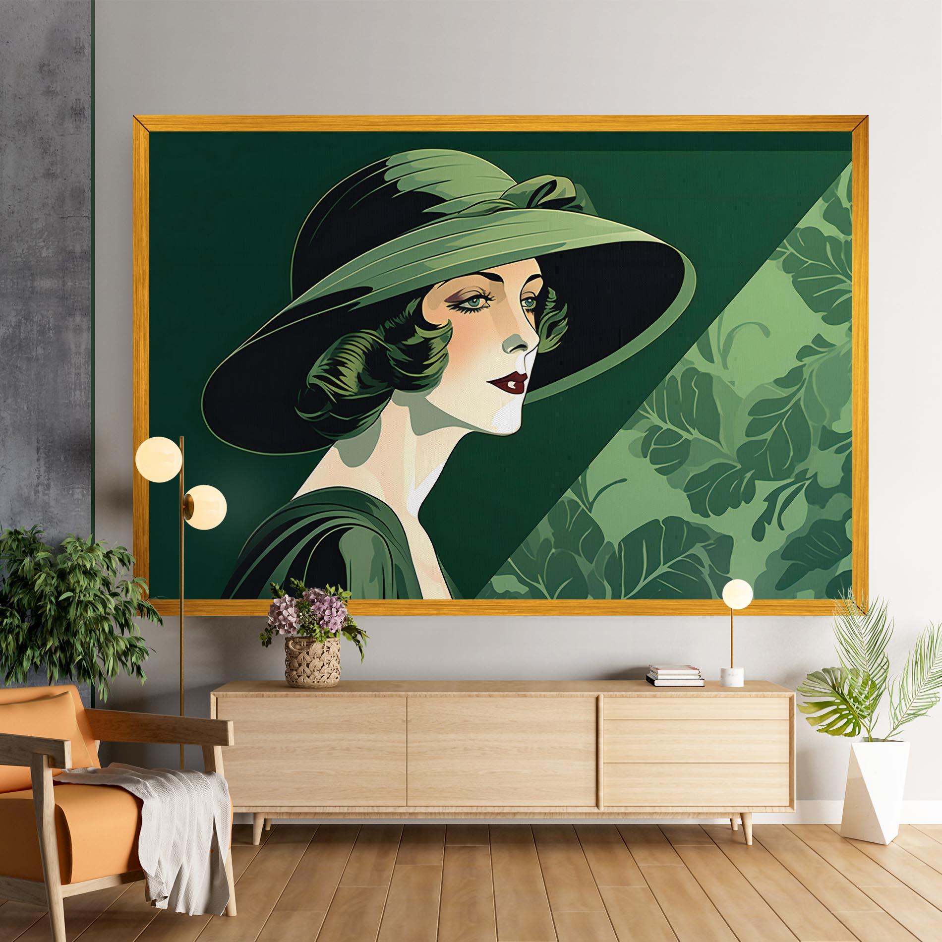 Vászonkép Green Woman Painting mockup 9