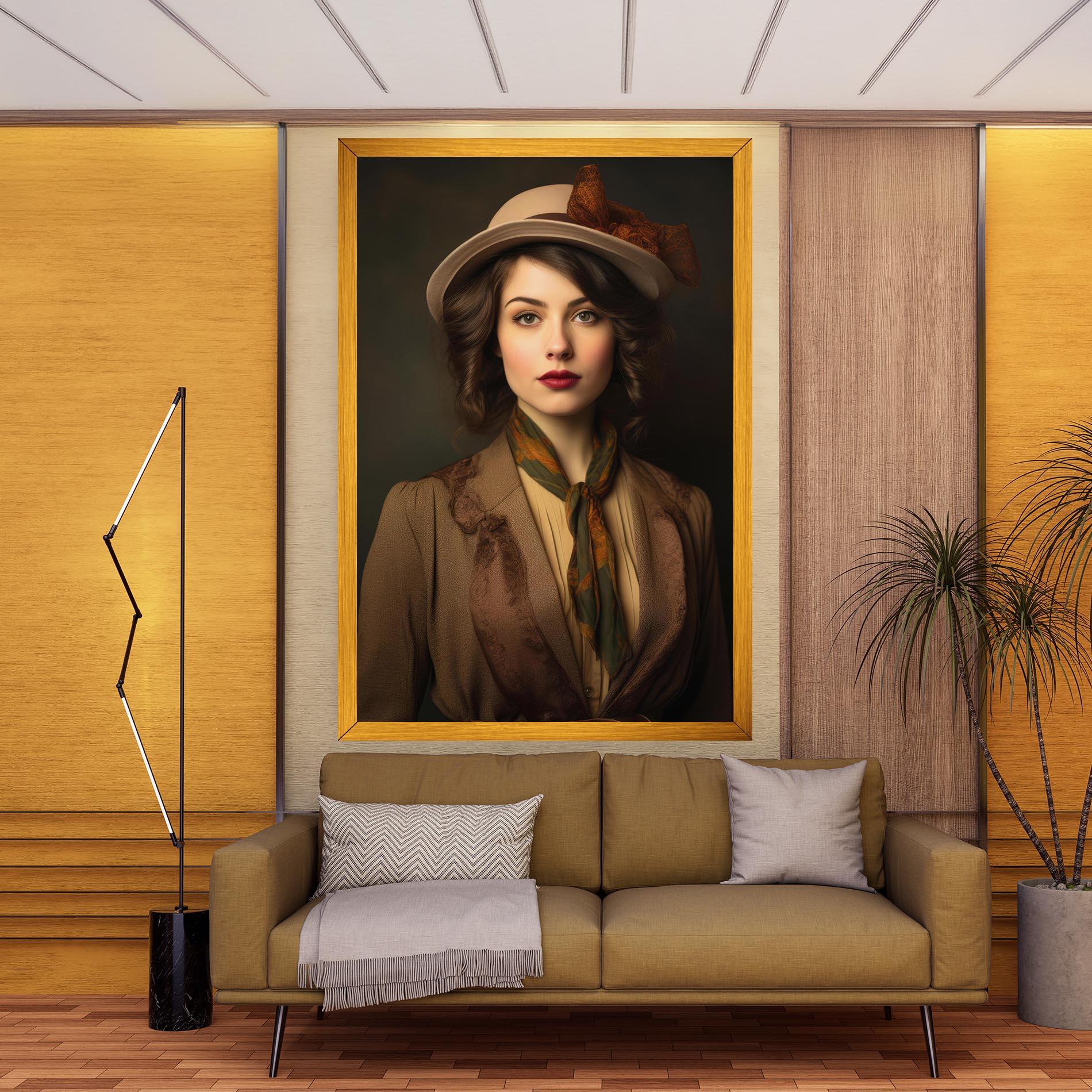 Vászonkép Cream Vintage Hat mockup 9