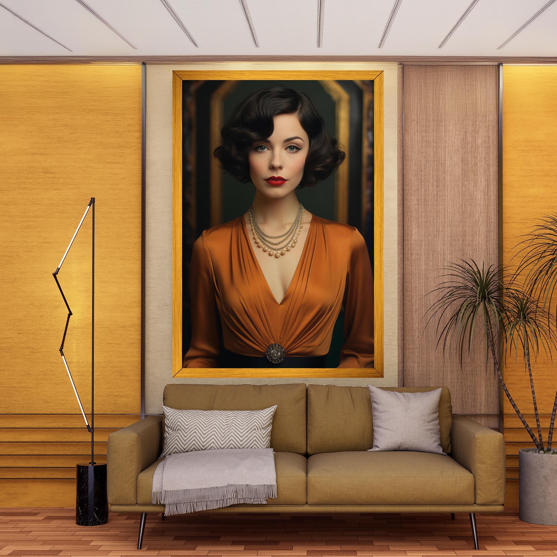 Vászonkép Orange Blouse Pearls mockup 9